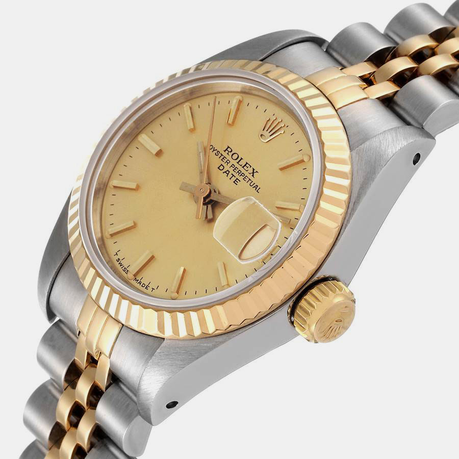 Rolex Champagne 18k Yellow Gold And Stainless Steel Datejust 69173 Automatic Women's Wristwatch 26 mm
Rolex Champagne 18k Yellow Gold And Stainless Steel Datejust 69173 Automatic Women's Wristwatch 26 mm