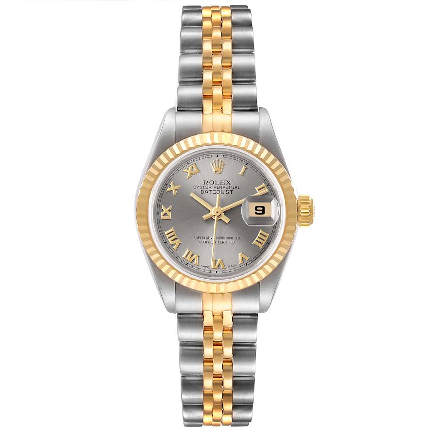 Rolex Grey 18k Yellow Gold And Stainless Steel Datejust 69173 Automatic Women's Wristwatch 26 Mm