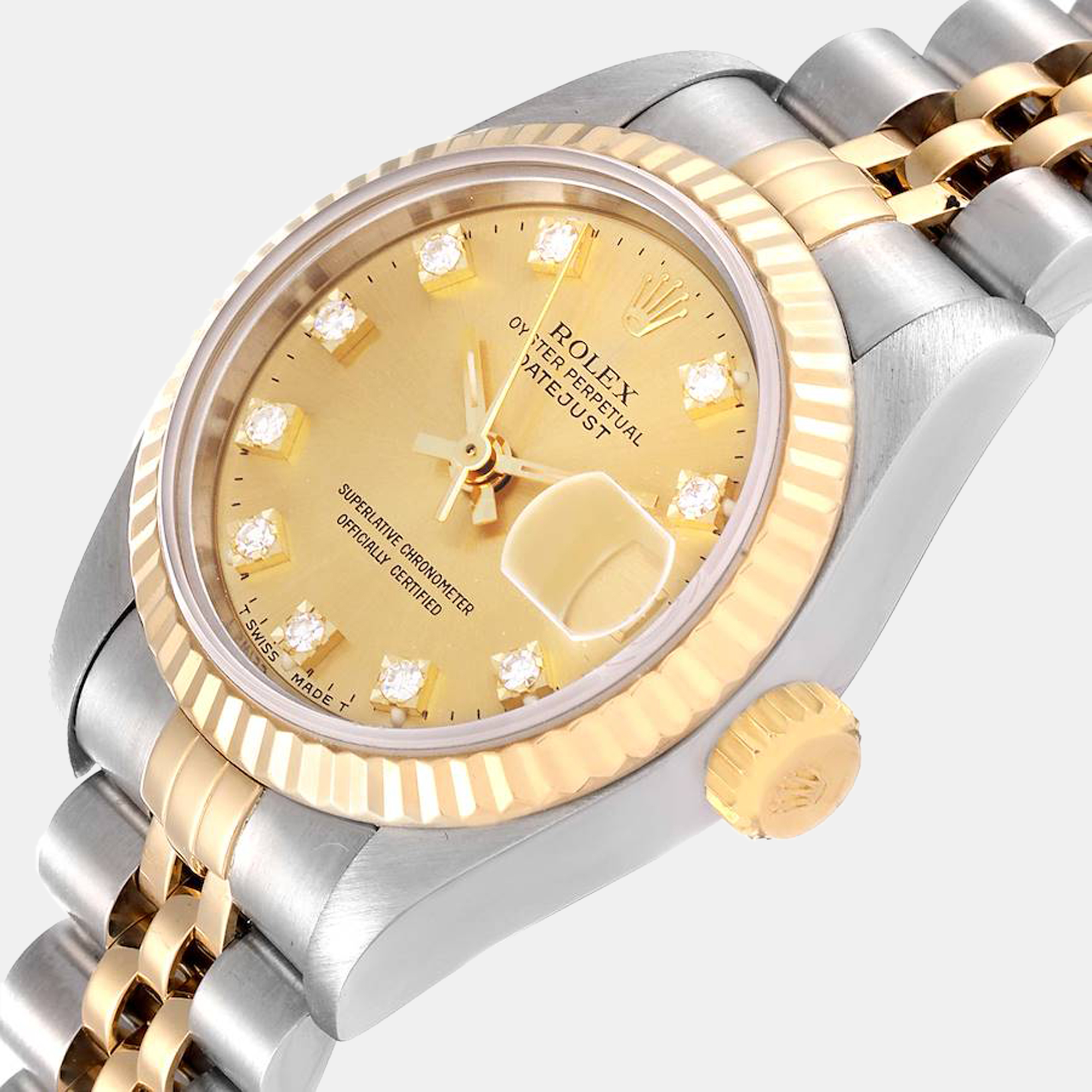 Rolex Champagne Diamond 18k Yellow Gold And Stainless Steel Datejust 69173 Automatic Women's Wristwatch 26 mm
Rolex Champagne Diamond 18k Yellow Gold And Stainless Steel Datejust 69173 Automatic Women's Wristwatch 26 mm