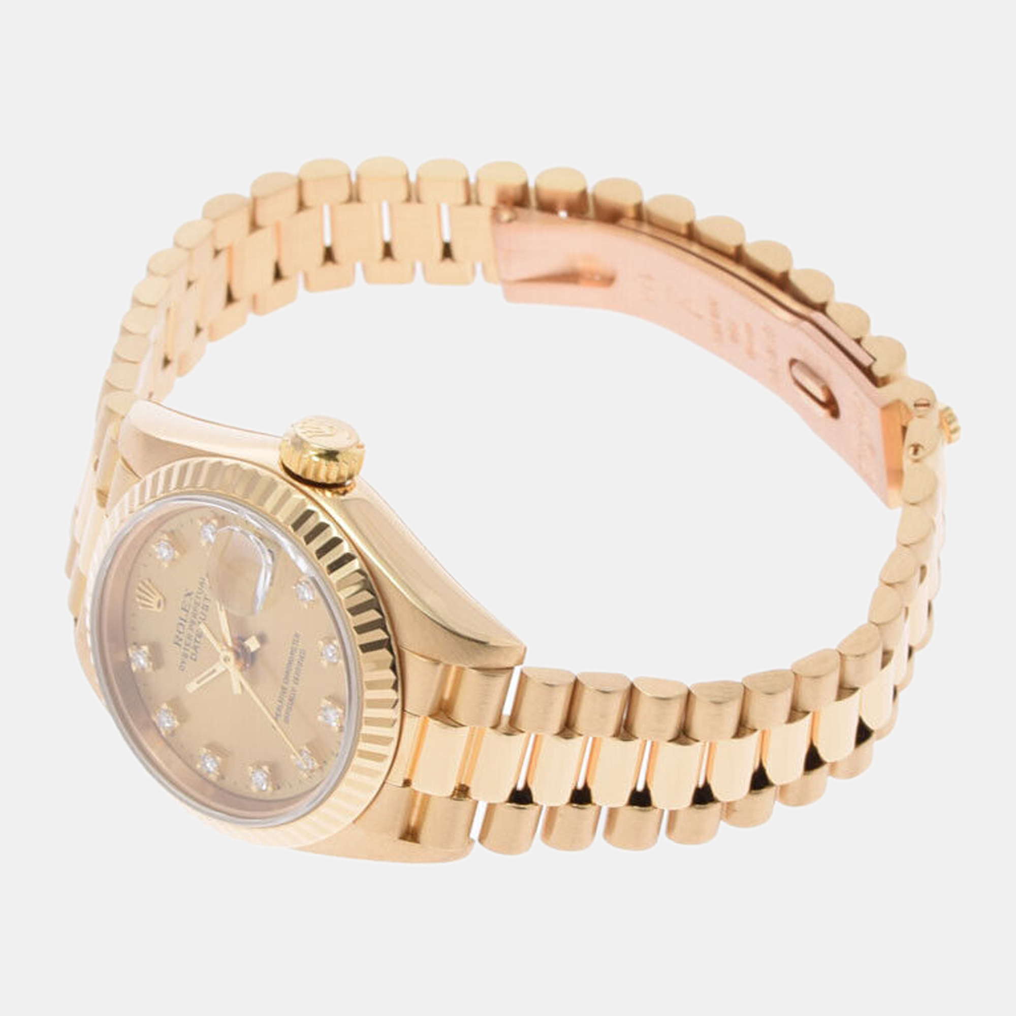 Rolex Champagne Diamond 18k Yellow Gold Datejust 69178G Automatic Women's Wristwatch 26 mm
Rolex Champagne Diamond 18k Yellow Gold Datejust 69178G Automatic Women's Wristwatch 26 mm