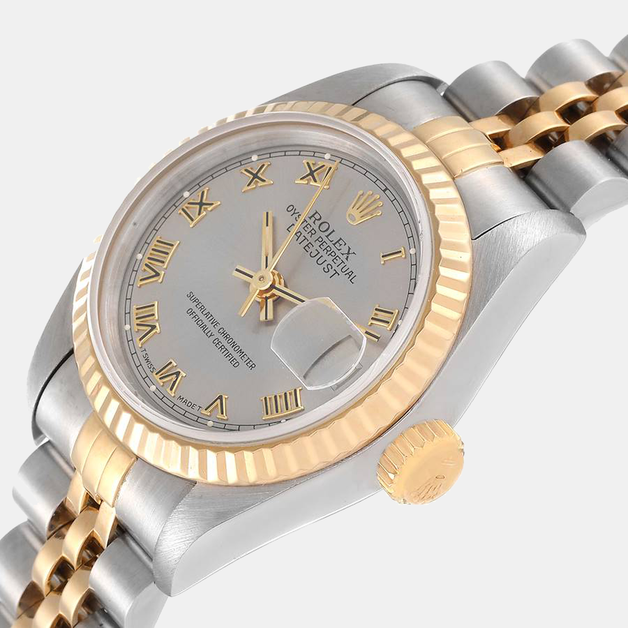 Rolex Grey 18k Yellow Gold And Stainless Steel Datejust 69173 Automatic Women's Wristwatch 26 mm
Rolex Grey 18k Yellow Gold And Stainless Steel Datejust 69173 Automatic Women's Wristwatch 26 mm