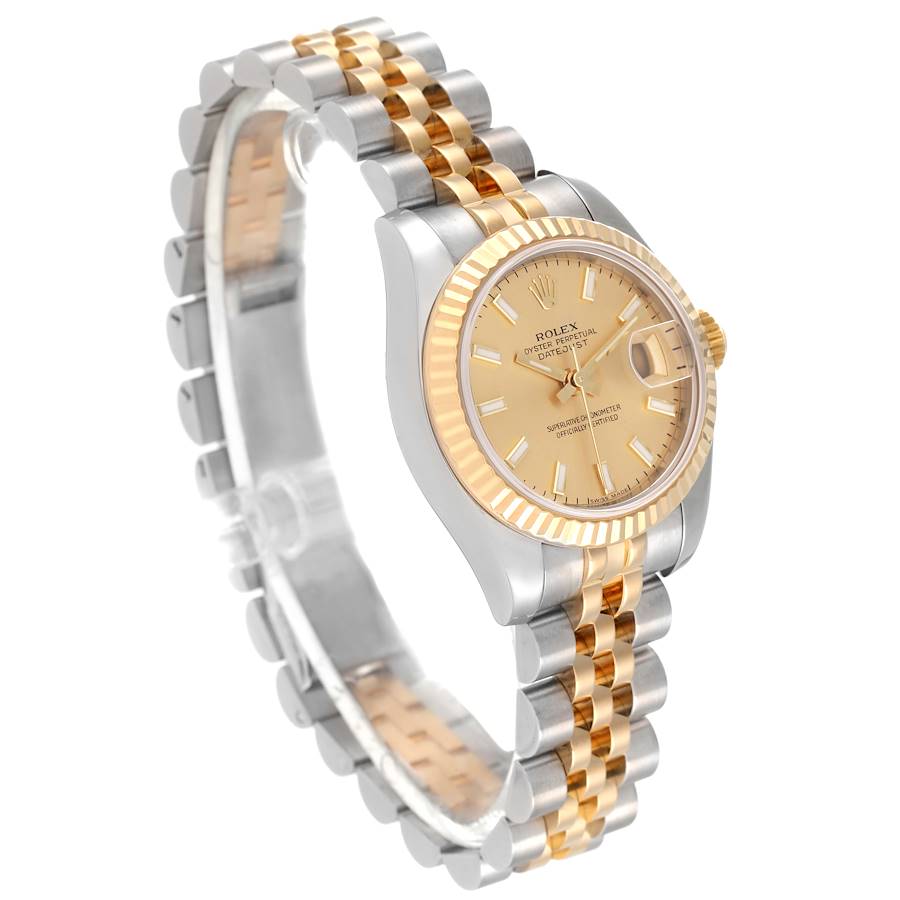Rolex Champagne 18k Yellow Gold And Stainless Steel Datejust 179173 Automatic Women's Wristwatch 26 Mm