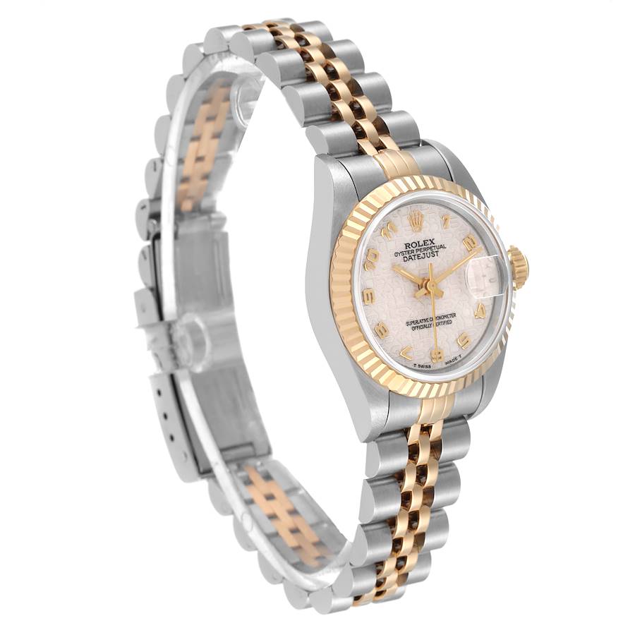 Rolex Ivory 18k Yellow Gold And Stainless Steel Datejust 69173 Automatic Women's Wristwatch 26 Mm