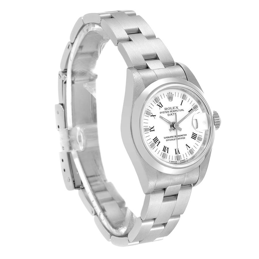 Rolex White Stainless Steel Oyster Perpetual Date 69160 Automatic Women's Wristwatch 26 Mm