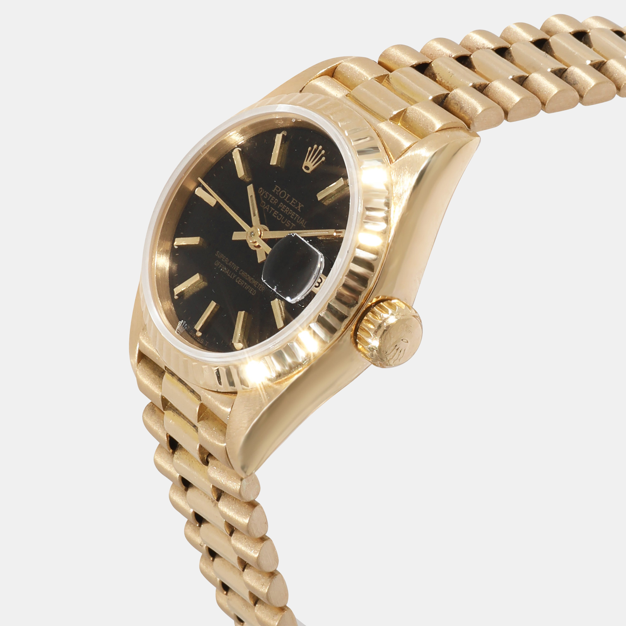Rolex Black 18k Yellow Gold Datejust 69178 Automatic Women's Wristwatch 26 mm
Rolex Black 18k Yellow Gold Datejust 69178 Automatic Women's Wristwatch 26 mm