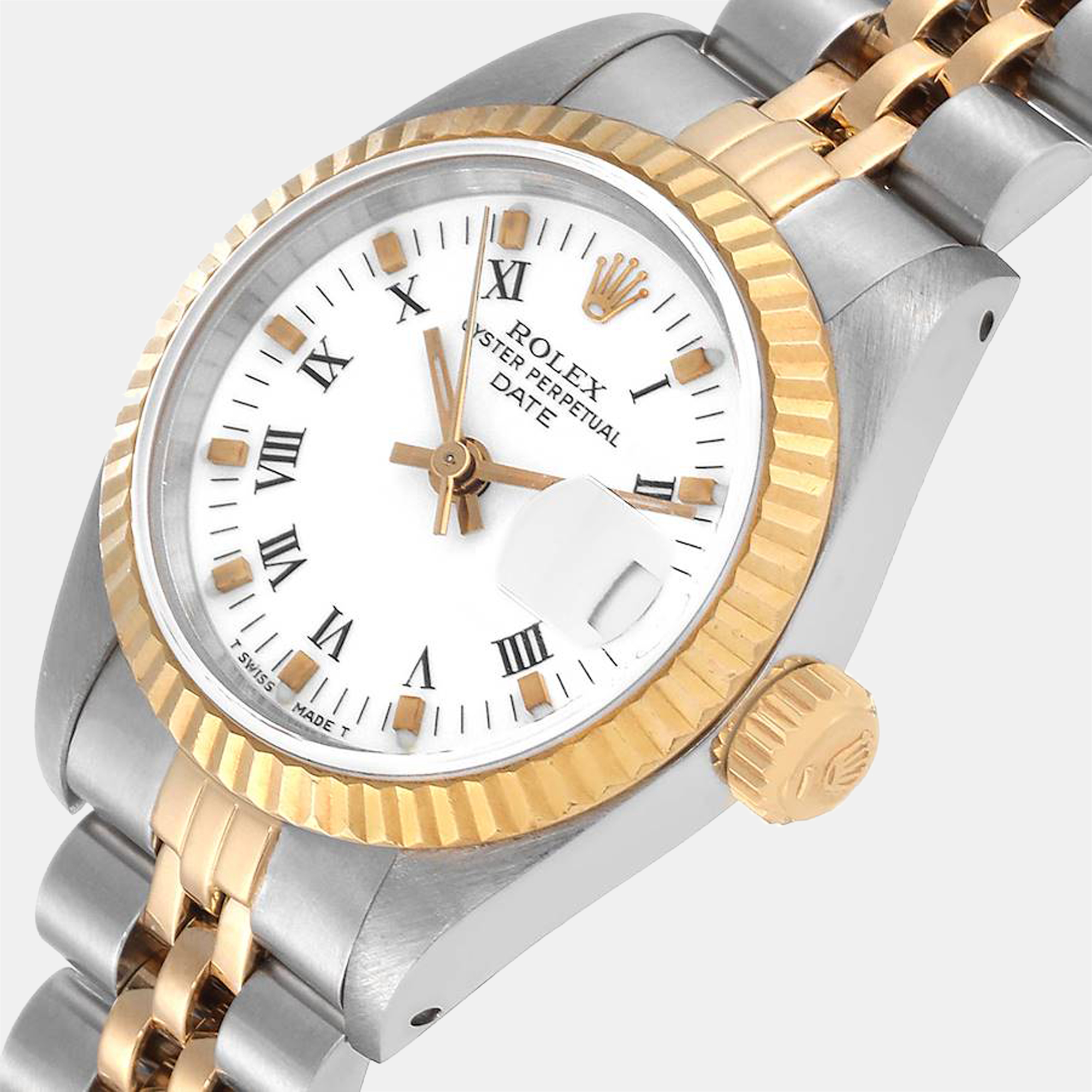 Rolex White 18k Yellow Gold And Stainless Steel Datejust 69173 Automatic Women's Wristwatch 26 mm
Rolex White 18k Yellow Gold And Stainless Steel Datejust 69173 Automatic Women's Wristwatch 26 mm