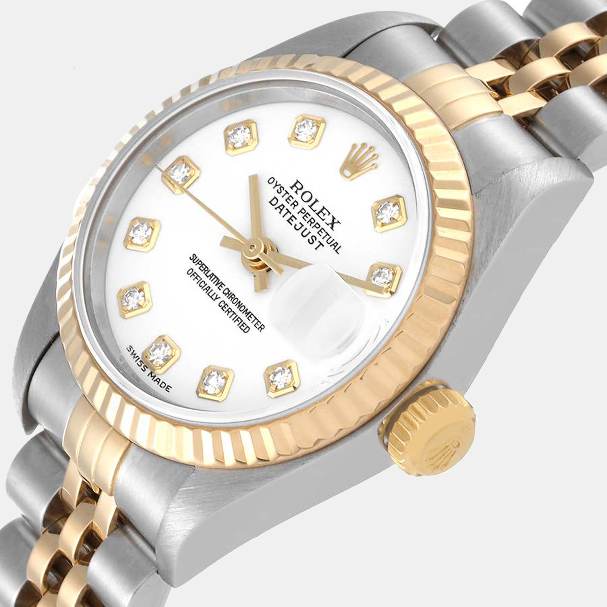 Rolex White Diamond 18k Yellow Gold And Stainless Steel Datejust 79173 Automatic Women's Wristwatch 26 mm
Rolex White Diamond 18k Yellow Gold And Stainless Steel Datejust 79173 Automatic Women's Wristwatch 26 mm