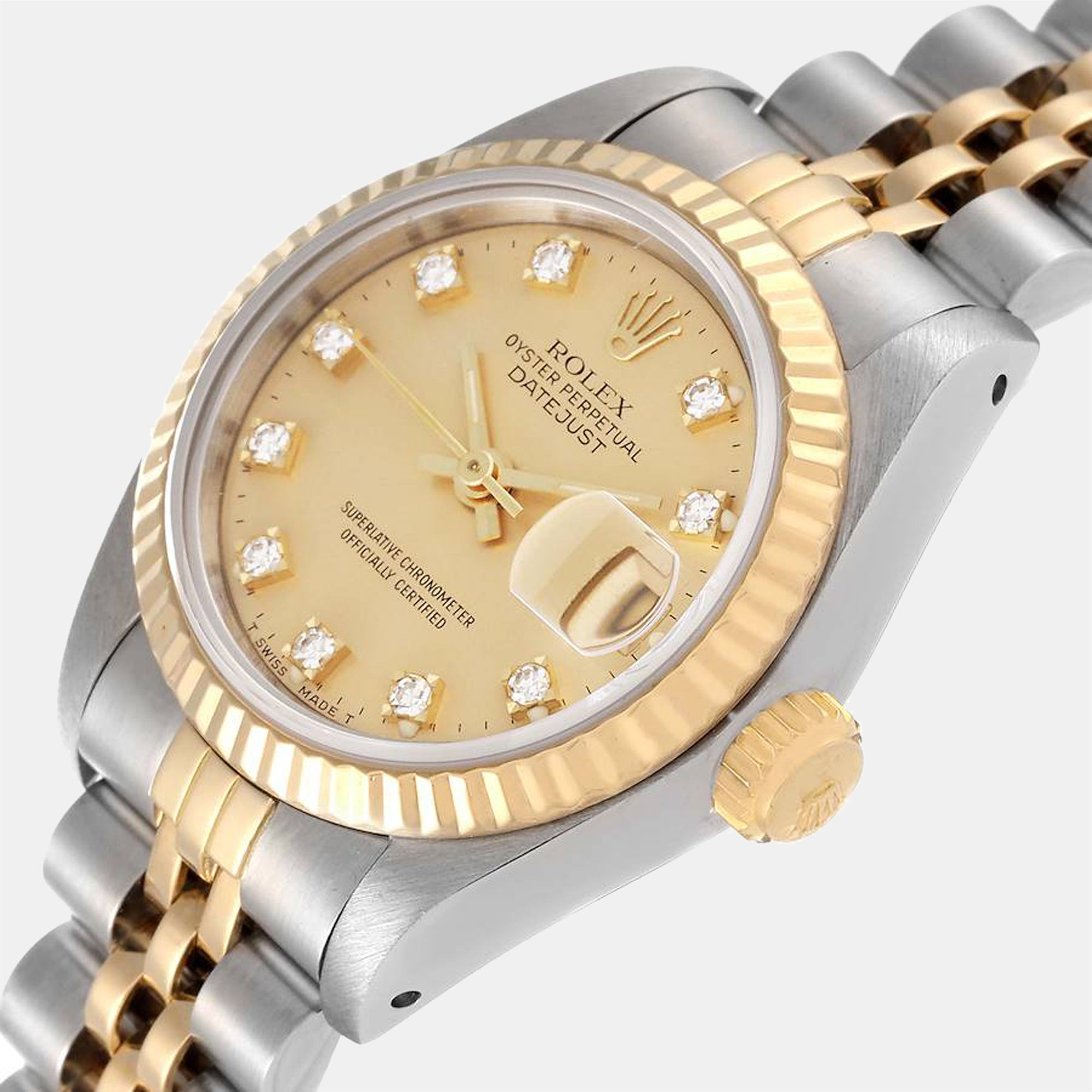 Rolex Champagne Diamond 18k Yellow Gold And Stainless Steel Datejust 69173 Automatic Women's Wristwatch 26 mm
Rolex Champagne Diamond 18k Yellow Gold And Stainless Steel Datejust 69173 Automatic Women's Wristwatch 26 mm