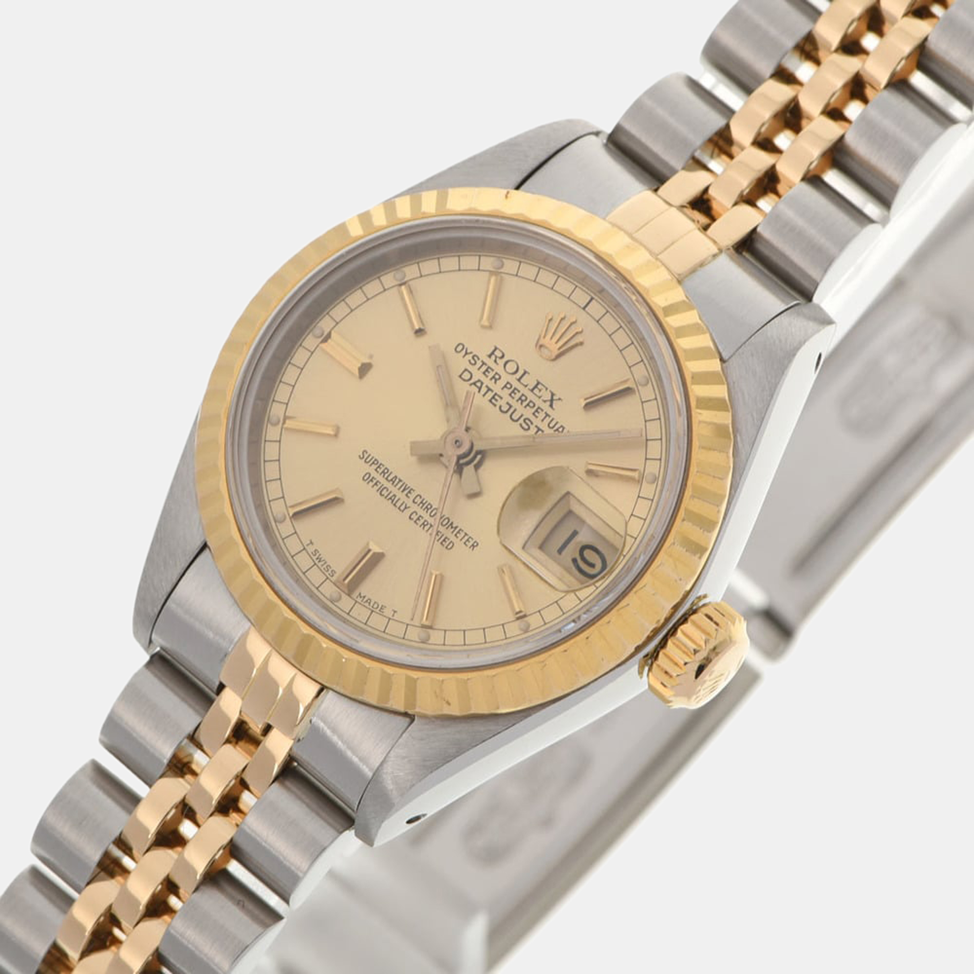 Rolex Champagne 18k Yellow Gold And Stainless Steel Datejust 69173 Automatic Women's Wristwatch 26 mm
Rolex Champagne 18k Yellow Gold And Stainless Steel Datejust 69173 Automatic Women's Wristwatch 26 mm