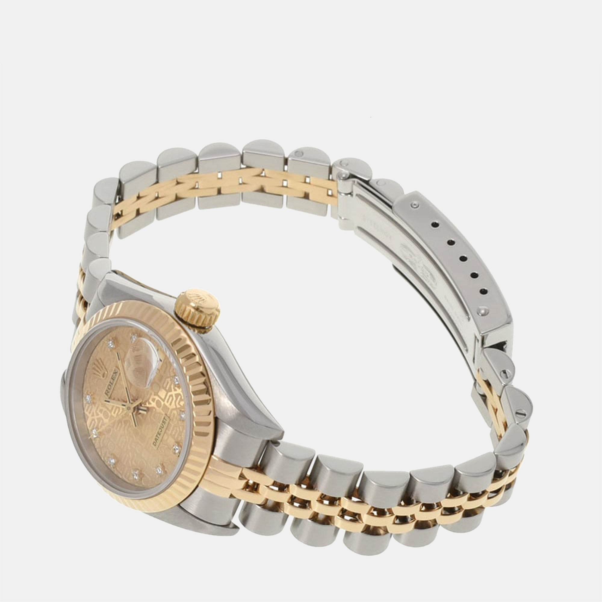 Rolex Champagne Diamonds 18K Yellow Gold And Stainless Steel Datejust Automatic Women's Wristwatch 26 mm
Rolex Champagne Diamonds 18K Yellow Gold And Stainless Steel Datejust Automatic Women's Wristwatch 26 mm