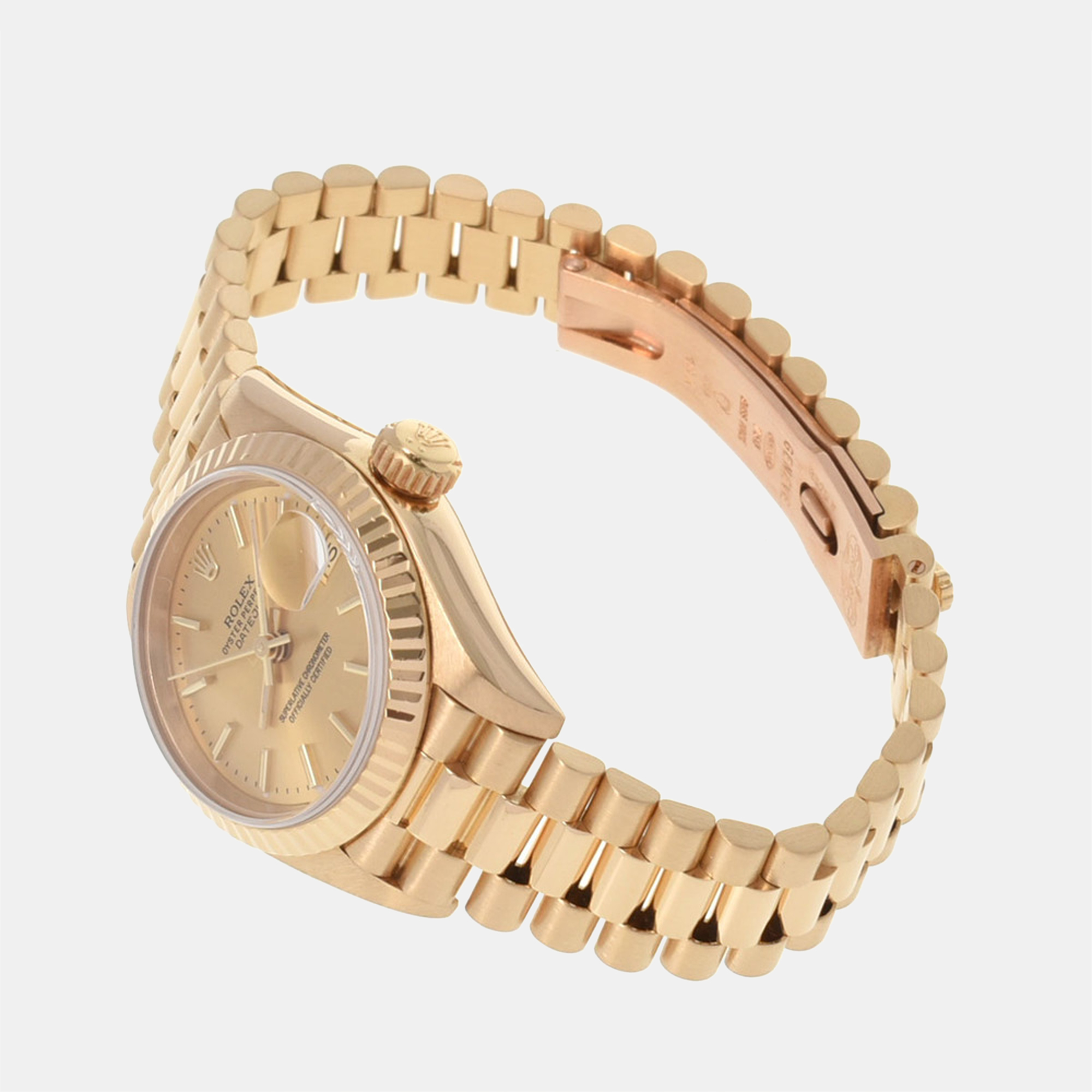 Rolex Champagne 18K Yellow Gold Datejust 69178 Automatic Women's Wristwatch 26 Mm