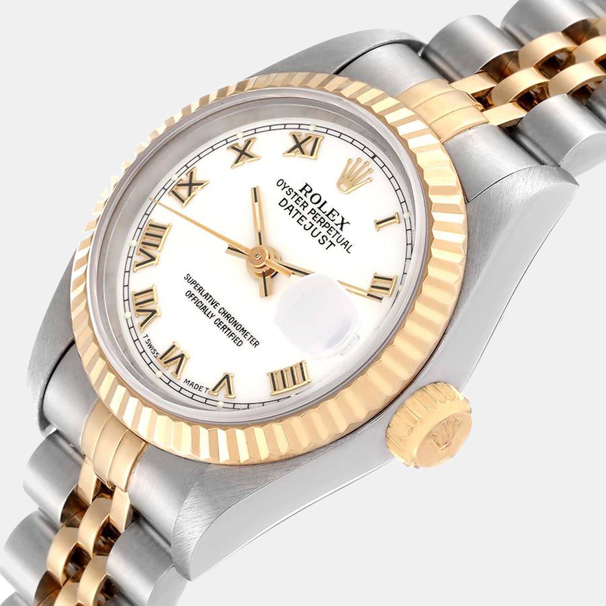 Rolex White 18K Yellow Gold And Stainless Steel Datejust 69173 Women's Wristwatch 26 mm
Rolex White 18K Yellow Gold And Stainless Steel Datejust 69173 Women's Wristwatch 26 mm