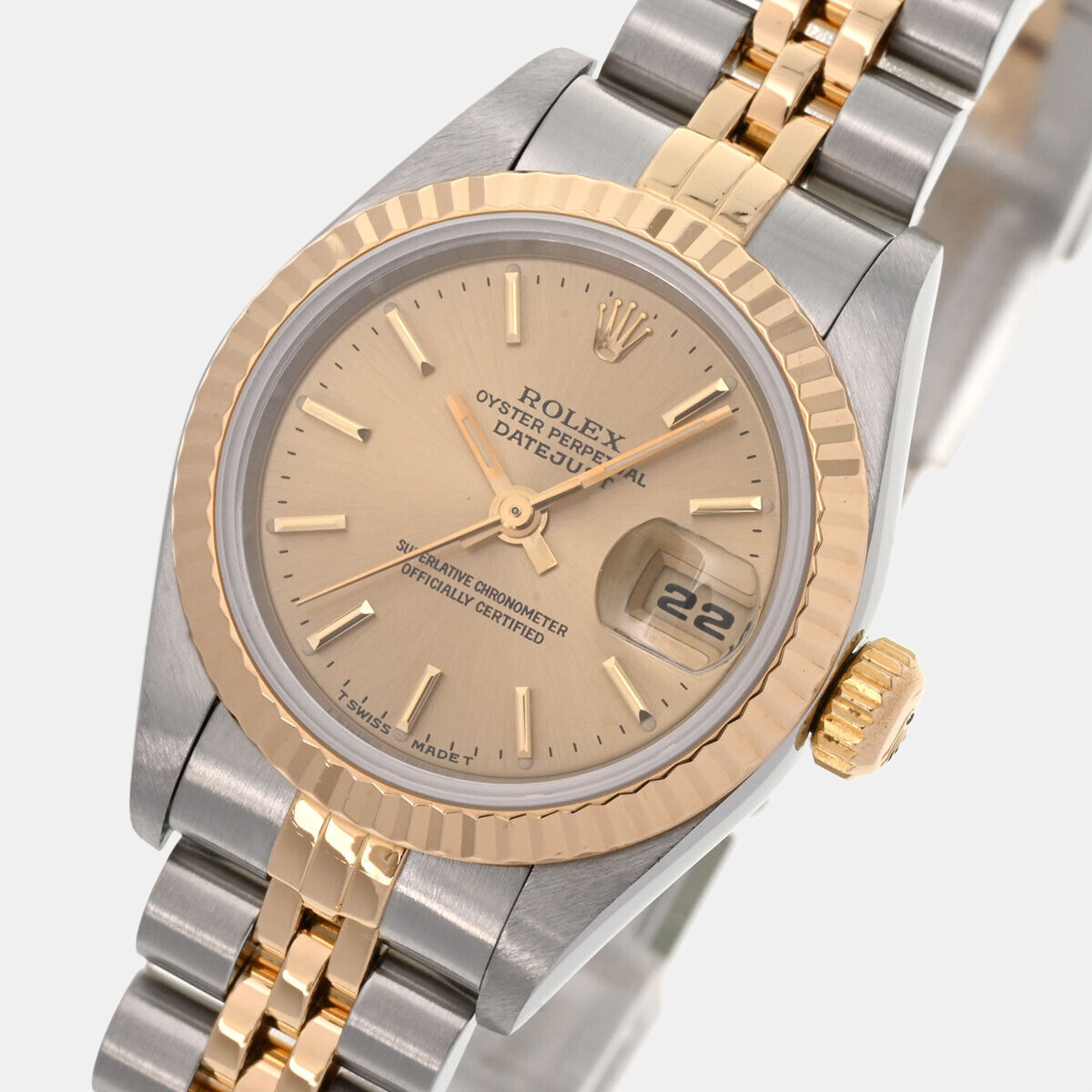 Rolex Champagne 18K Yellow Gold And Stainless Steel Datejust 69173 Women's Wristwatch 26 mm
Rolex Champagne 18K Yellow Gold And Stainless Steel Datejust 69173 Women's Wristwatch 26 mm