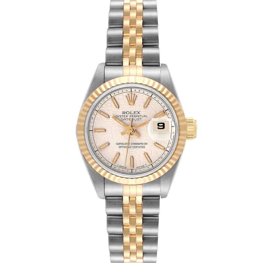 Rolex Ivory 18K Yellow Gold And Stainless Steel Datejust 69173 Women's Wristwatch 26 Mm