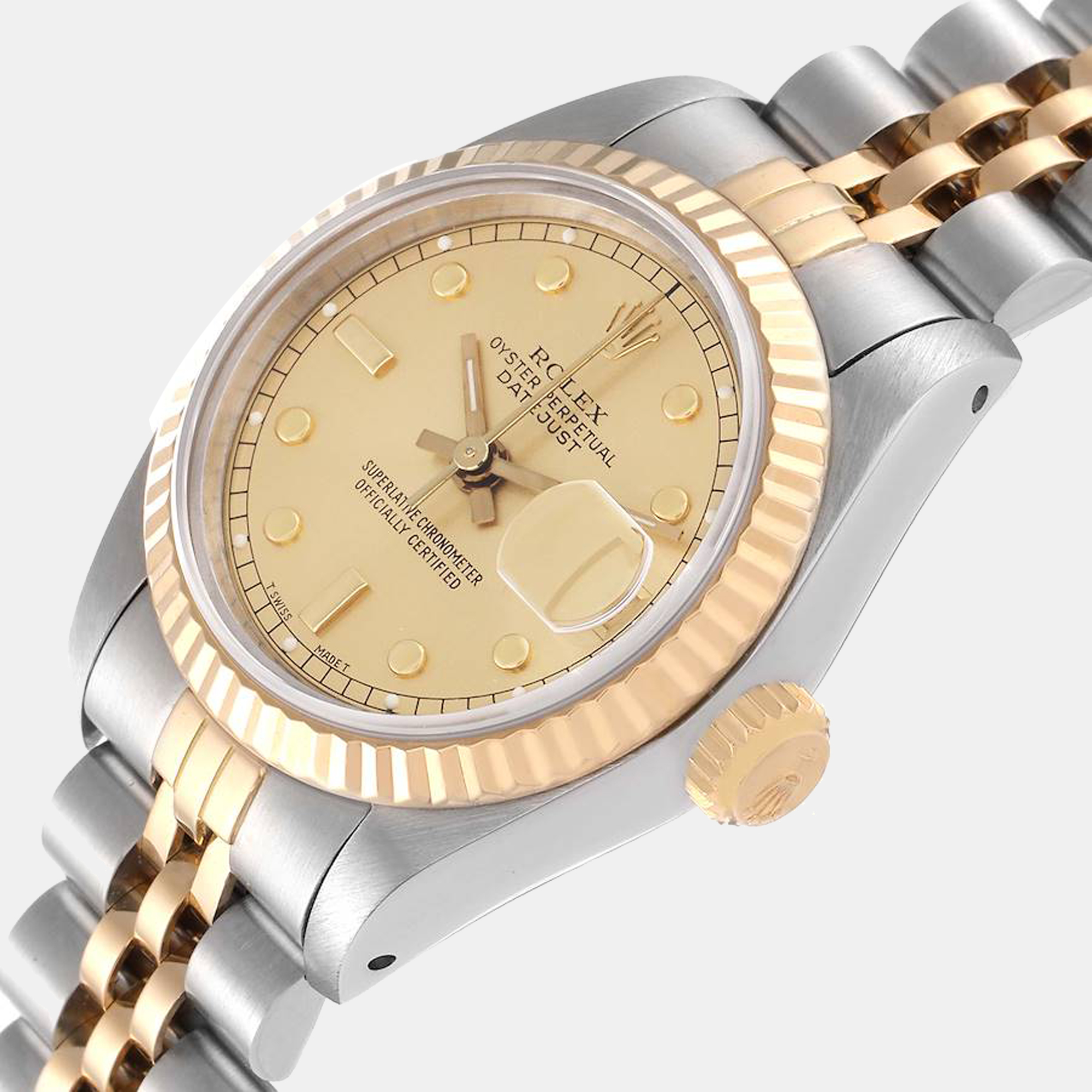 Rolex Champagne 18K Yellow Gold And Stainless Steel Datejust 69173 Women's Wristwatch 26 mm
Rolex Champagne 18K Yellow Gold And Stainless Steel Datejust 69173 Women's Wristwatch 26 mm