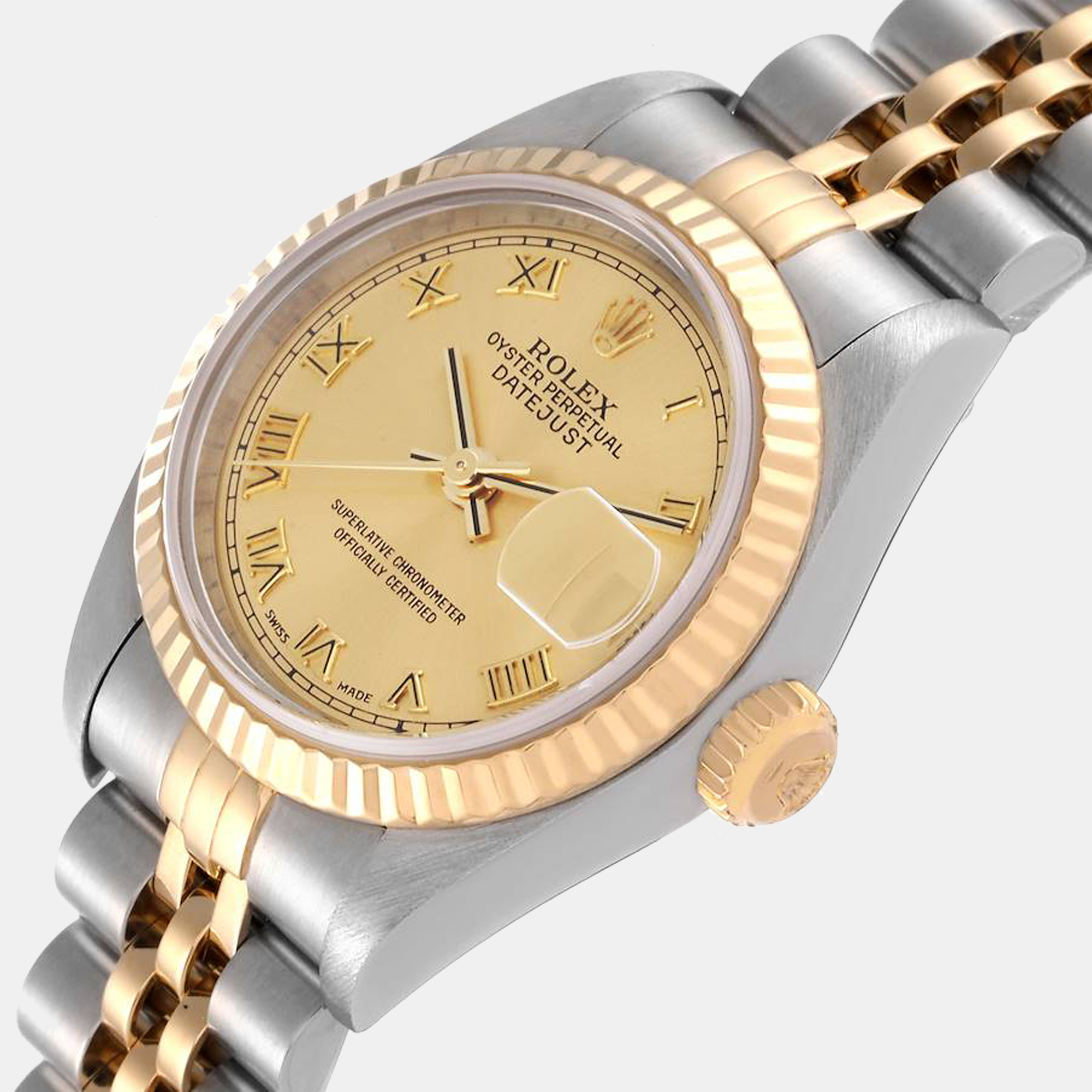 Rolex Champagne 18k Yellow Gold And Stainless Steel Datejust 79173 Women's Wristwatch 26 mm
Rolex Champagne 18k Yellow Gold And Stainless Steel Datejust 79173 Women's Wristwatch 26 mm