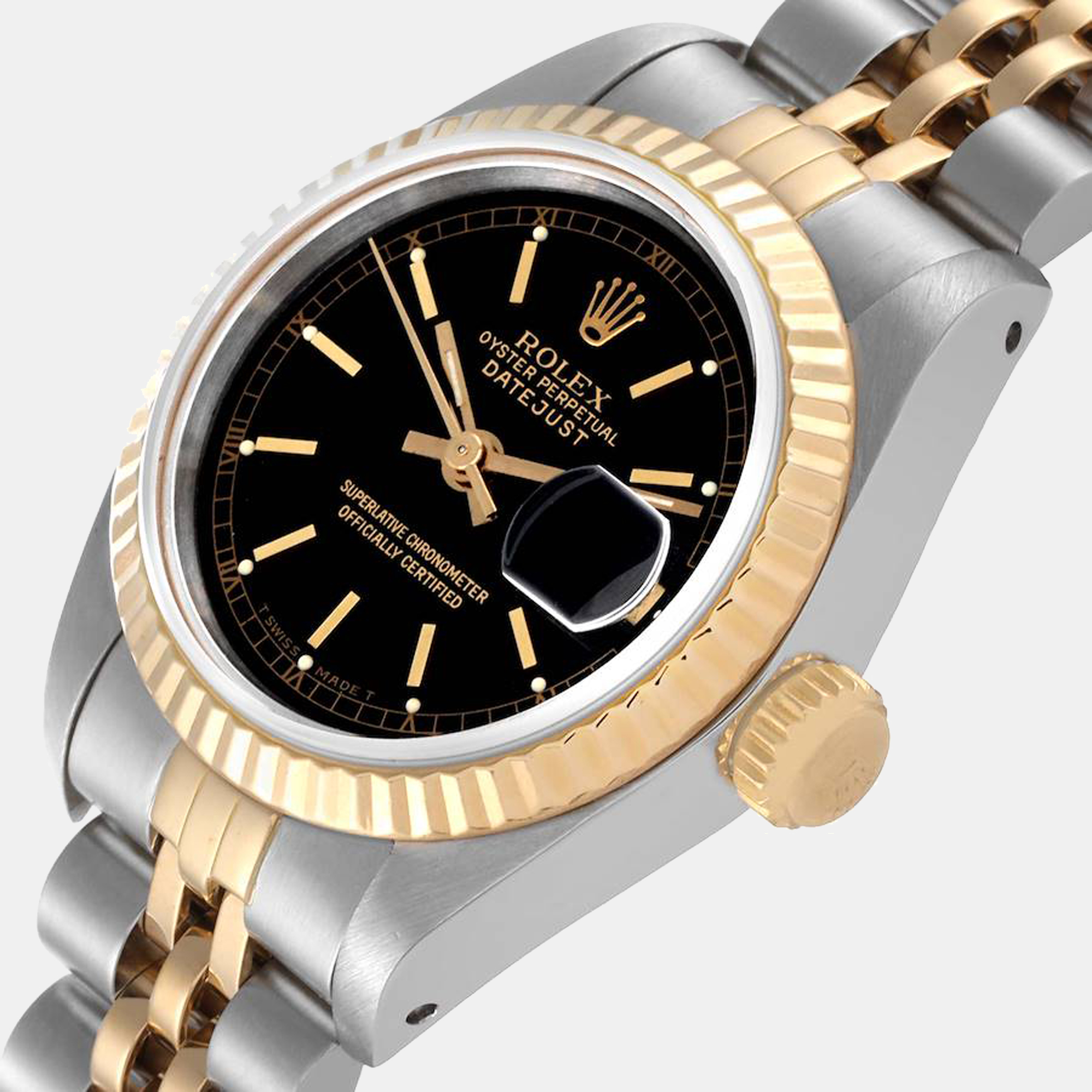 Rolex Black 18K Yellow Gold And Stainless Steel Datejust 69173 Women's Wristwatch 26 mm
Rolex Black 18K Yellow Gold And Stainless Steel Datejust 69173 Women's Wristwatch 26 mm