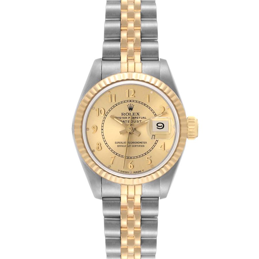 Rolex Champagne 18K Yellow Gold And Stainless Steel Datejust 69173 Women's Wristwatch 26 Mm