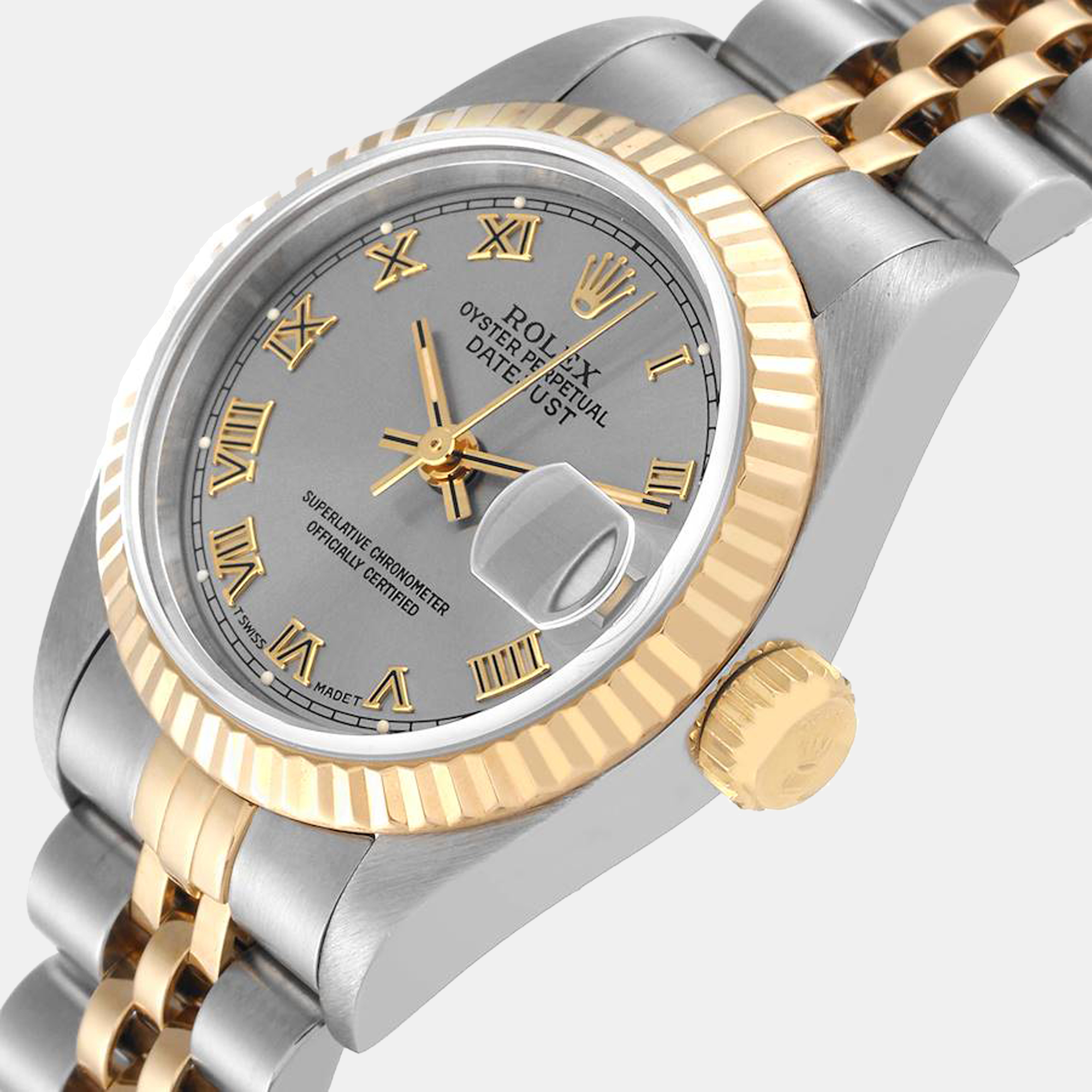 Rolex Grey 18K Yellow Gold And Stainless Steel Datejust 69173 Women's Wristwatch 26 mm
Rolex Grey 18K Yellow Gold And Stainless Steel Datejust 69173 Women's Wristwatch 26 mm