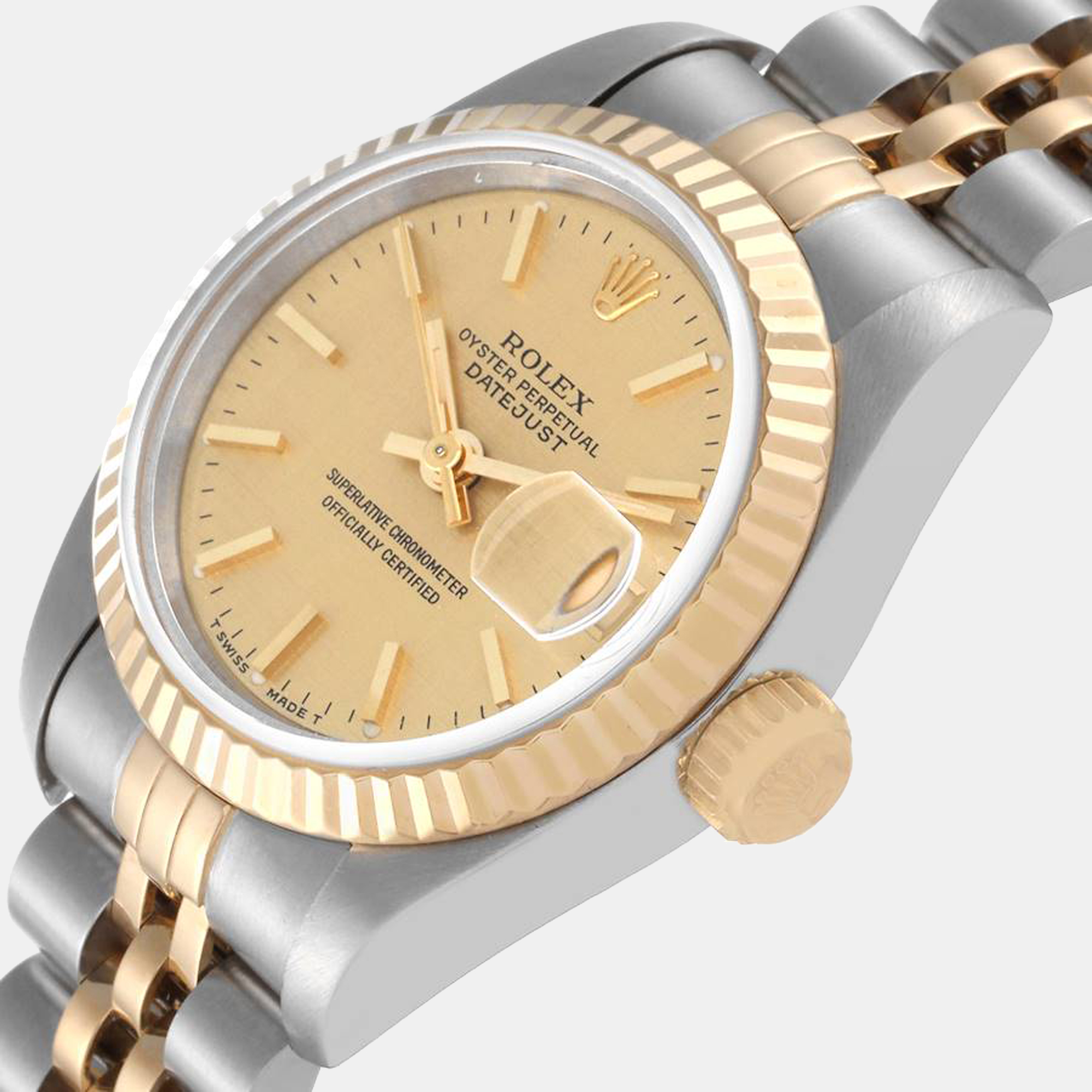 Rolex Champagne 18K Yellow Gold And Stainless Steel Datejust 69173 Women's Wristwatch 26 mm
Rolex Champagne 18K Yellow Gold And Stainless Steel Datejust 69173 Women's Wristwatch 26 mm