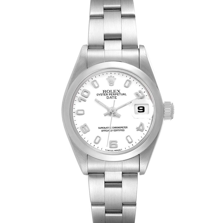 Rolex White Stainless Steel Oyster Perpetual Date 79160 Women's Wristwatch 26 Mm