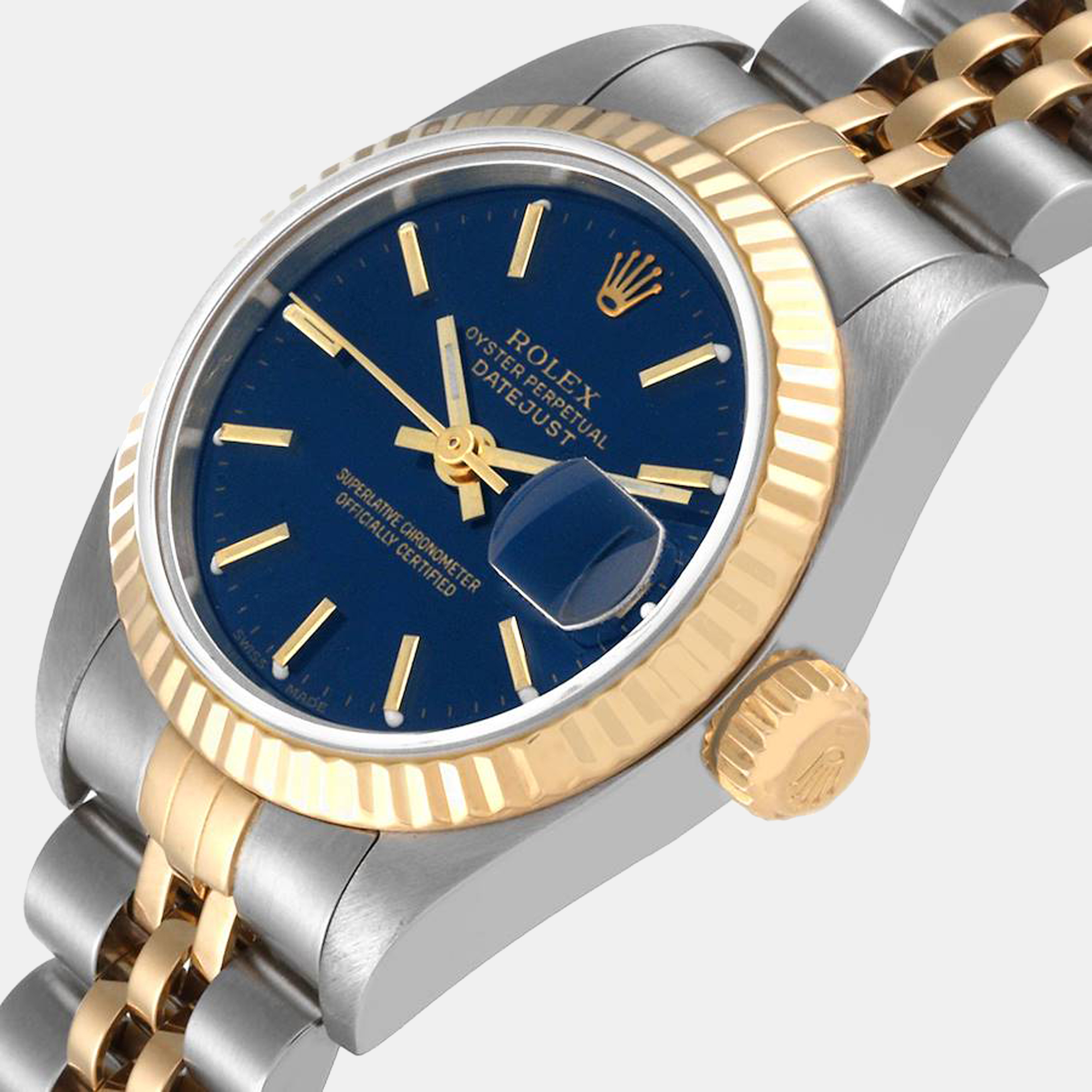 Rolex Blue 18K Yellow Gold And Stainless Steel Datejust 79173 Women's Wristwatch 26 mm
Rolex Blue 18K Yellow Gold And Stainless Steel Datejust 79173 Women's Wristwatch 26 mm