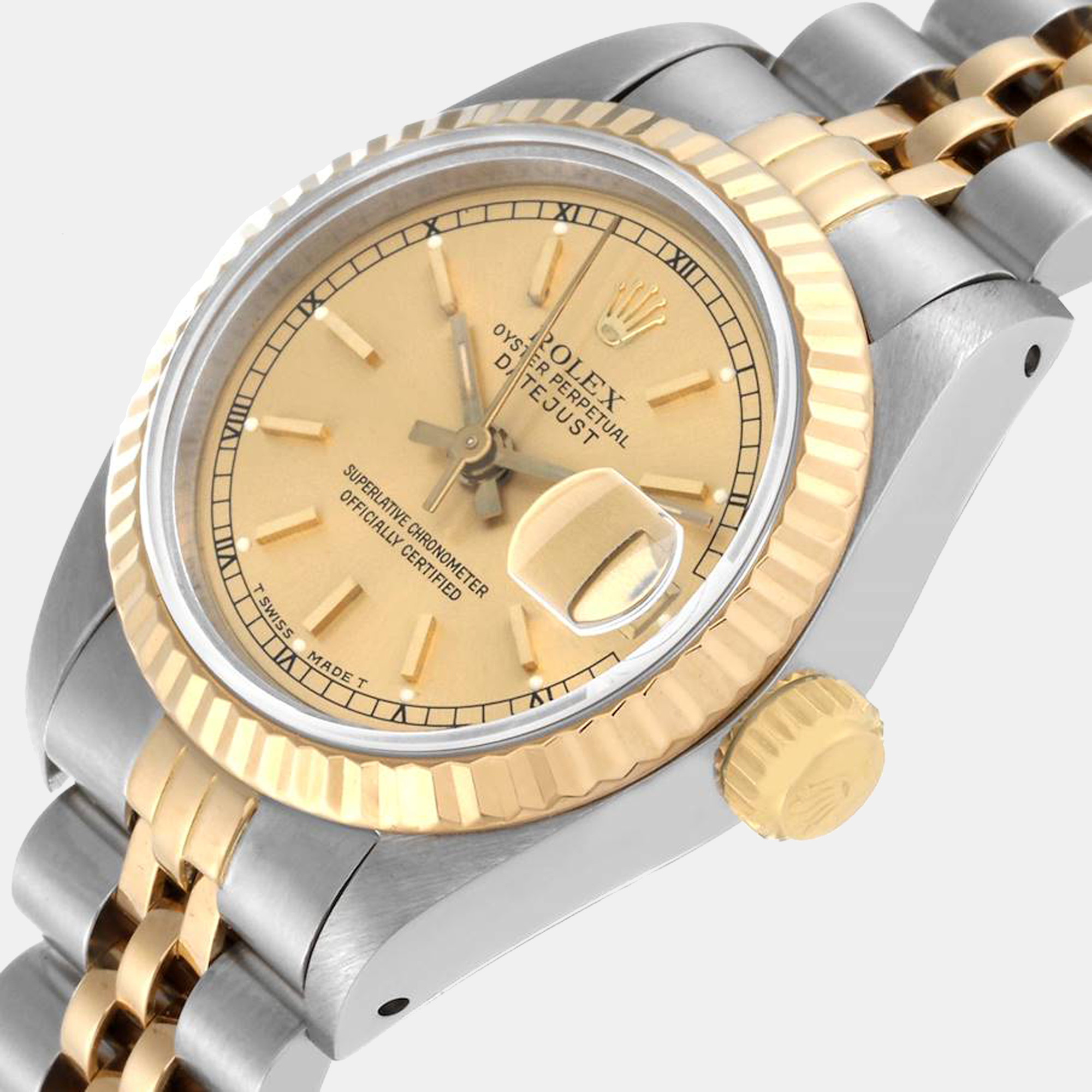 Rolex Champagne 18K Yellow Gold And Stainless Steel Datejust 69173 Women's Wristwatch 26 mm
Rolex Champagne 18K Yellow Gold And Stainless Steel Datejust 69173 Women's Wristwatch 26 mm