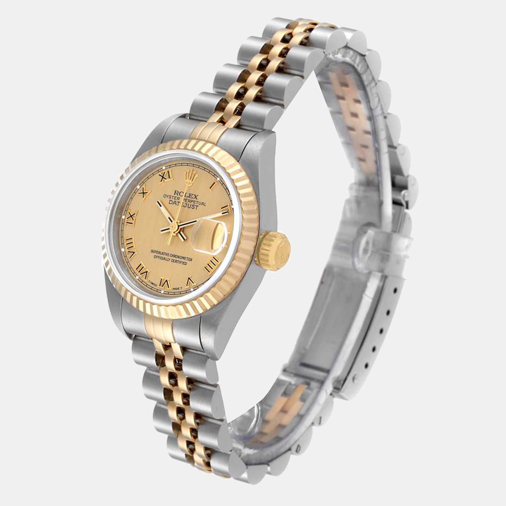 Rolex Champagne 18K Yellow Gold And Stainless Steel Datejust 69173 Women's Wristwatch 26 Mm