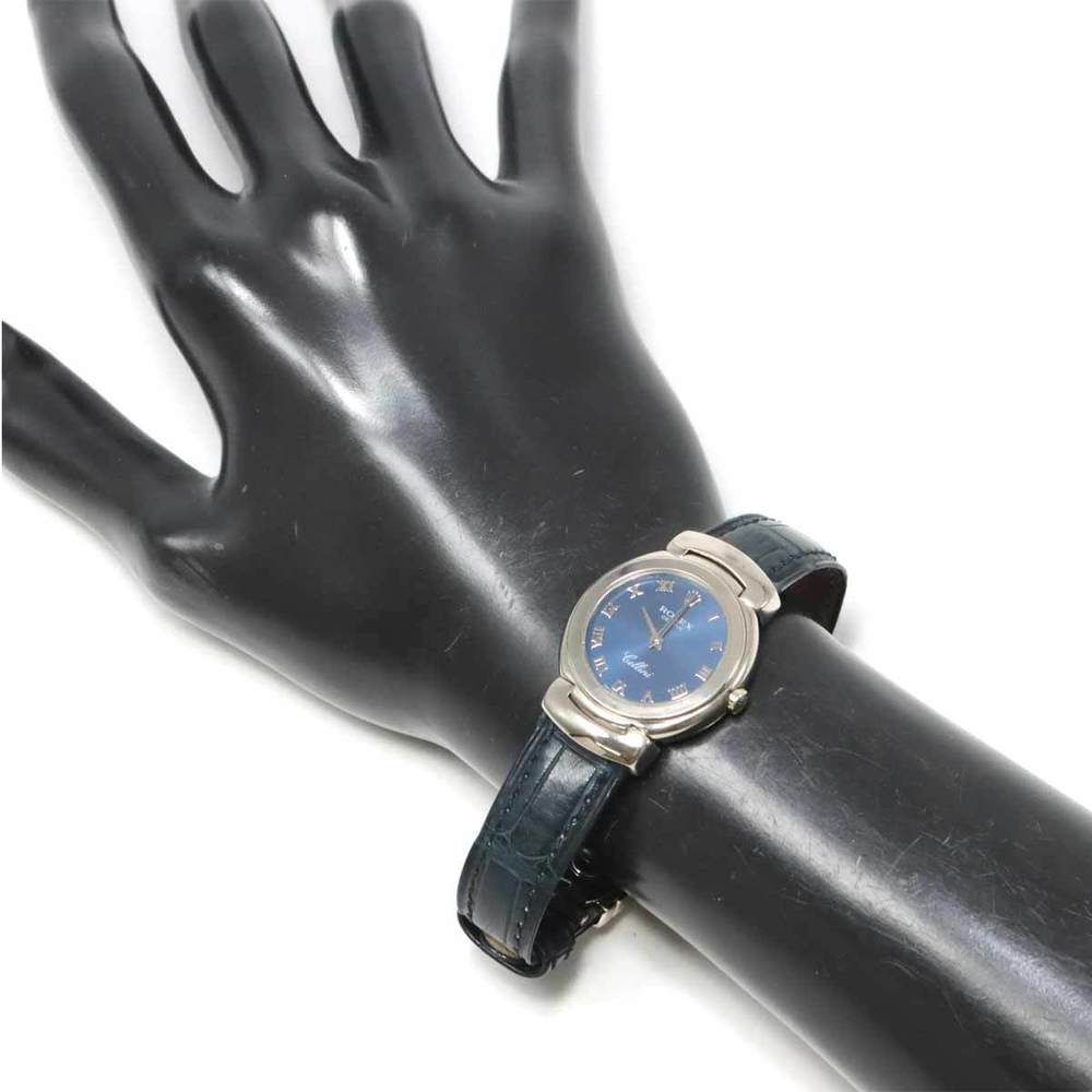 Rolex Blue 18K White Gold Cellini 6621 Women's Wristwatch 26 Mm