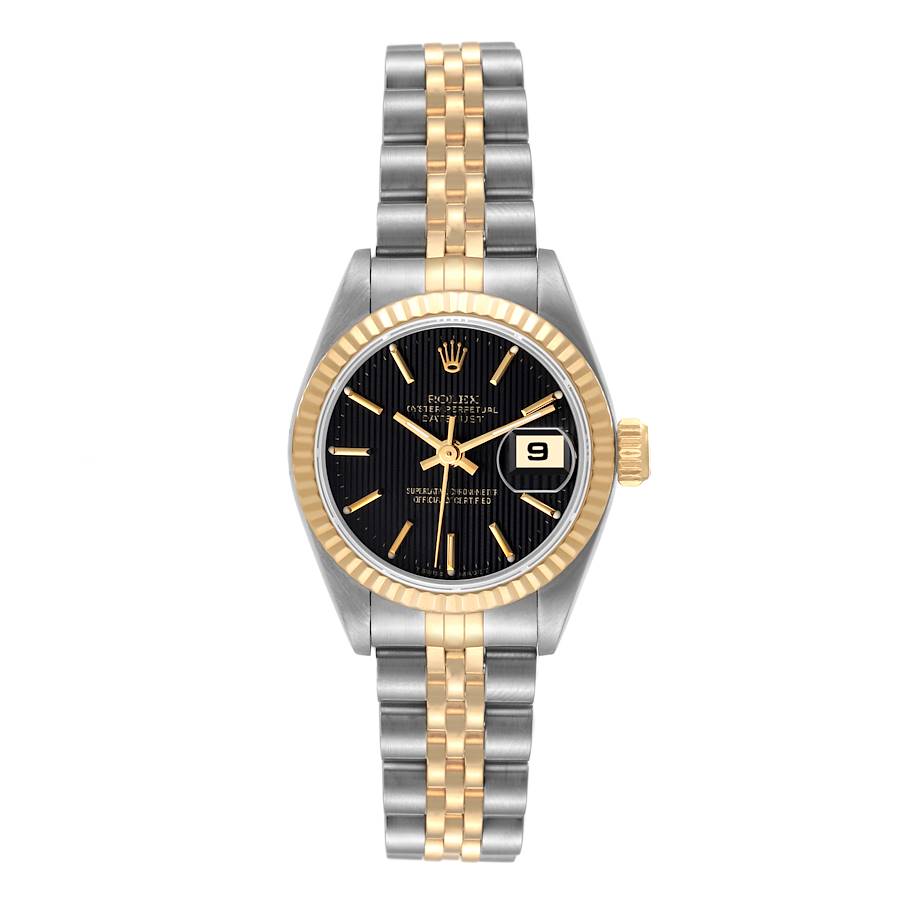 Rolex Black 18K Yellow Gold And Stainless Steel Datejust 69173 Women's Wristwatch 26 Mm
