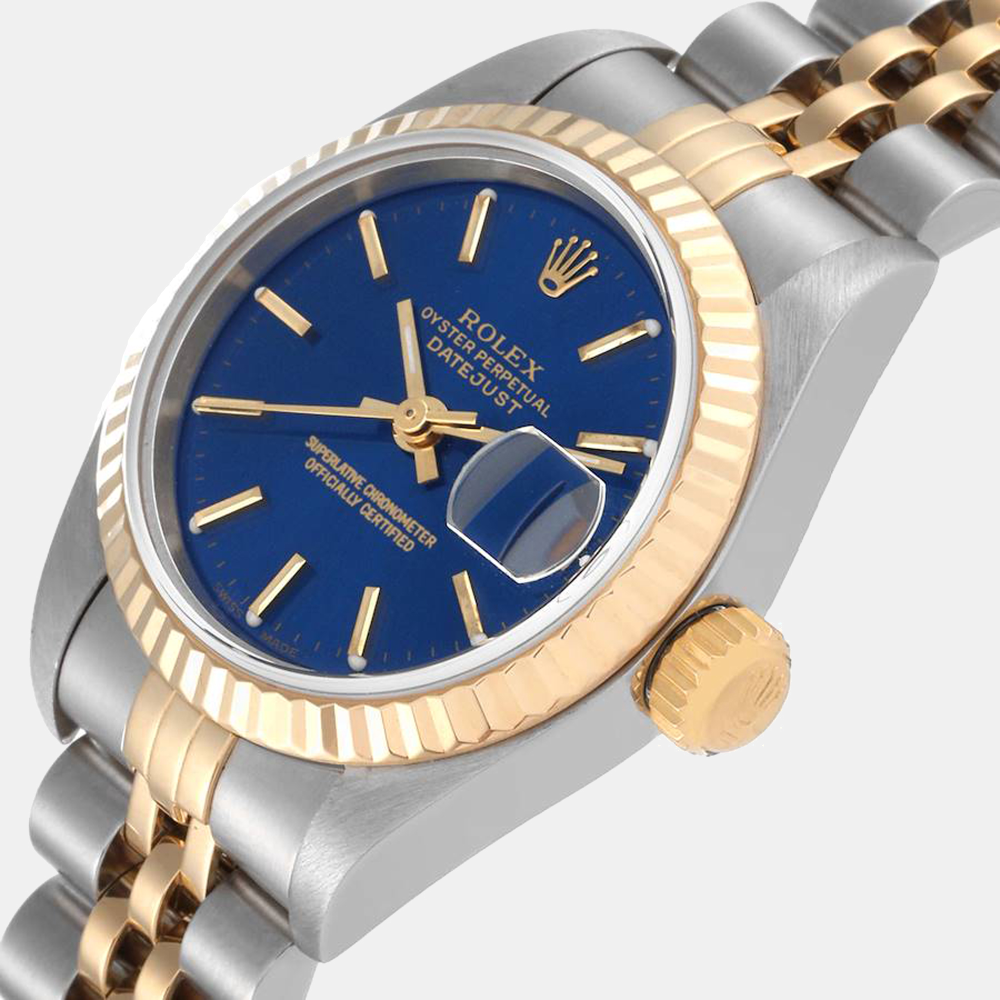 Rolex Blue 18K Yellow Gold And Stainless Steel Datejust 79173 Women's Wristwatch 26 mm
Rolex Blue 18K Yellow Gold And Stainless Steel Datejust 79173 Women's Wristwatch 26 mm