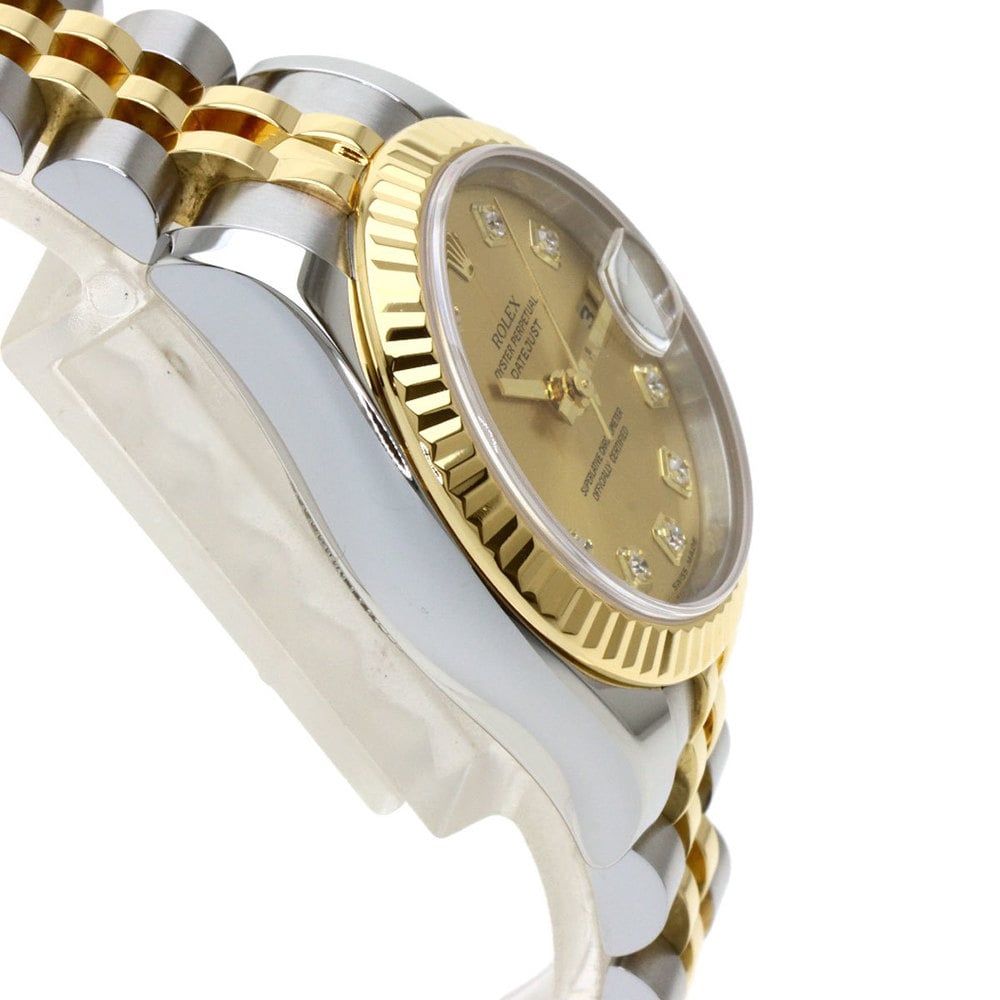 Rolex Champagne Diamonds 18K Yellow Gold And Stainless Steel Datejust 179173 Women's Wristwatch 26 Mm