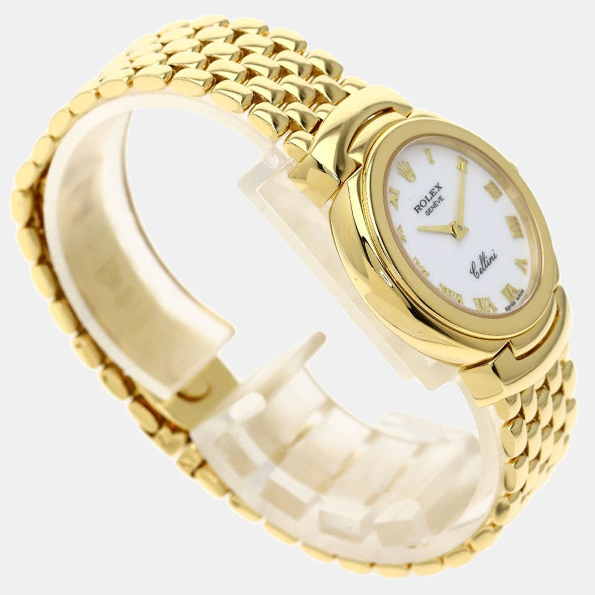 Rolex White 18k Yellow Gold Cellini 6621/8 Women's Wristwatch 26 Mm