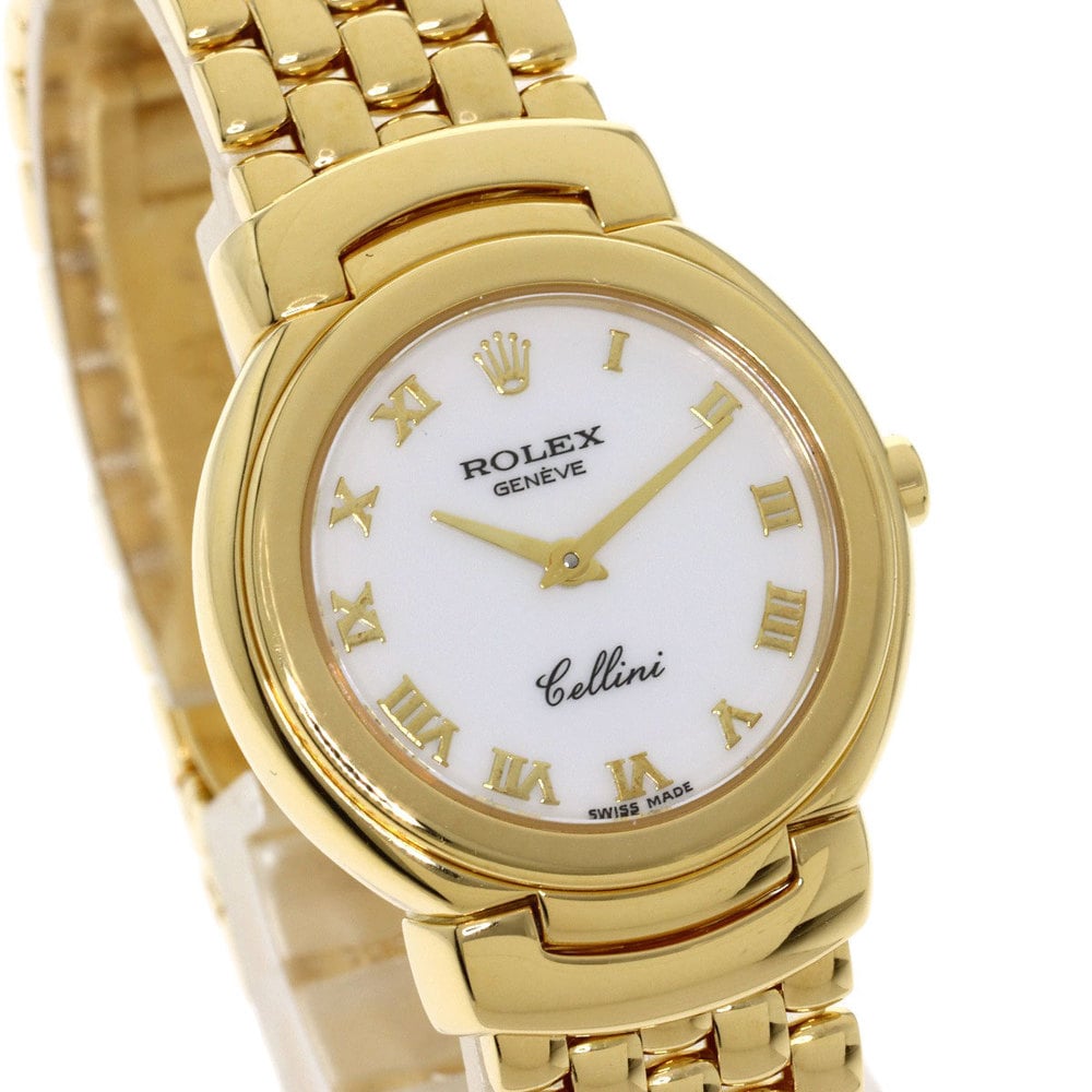 Rolex White 18k Yellow Gold Cellini 6621/8 Women's Wristwatch 26 Mm