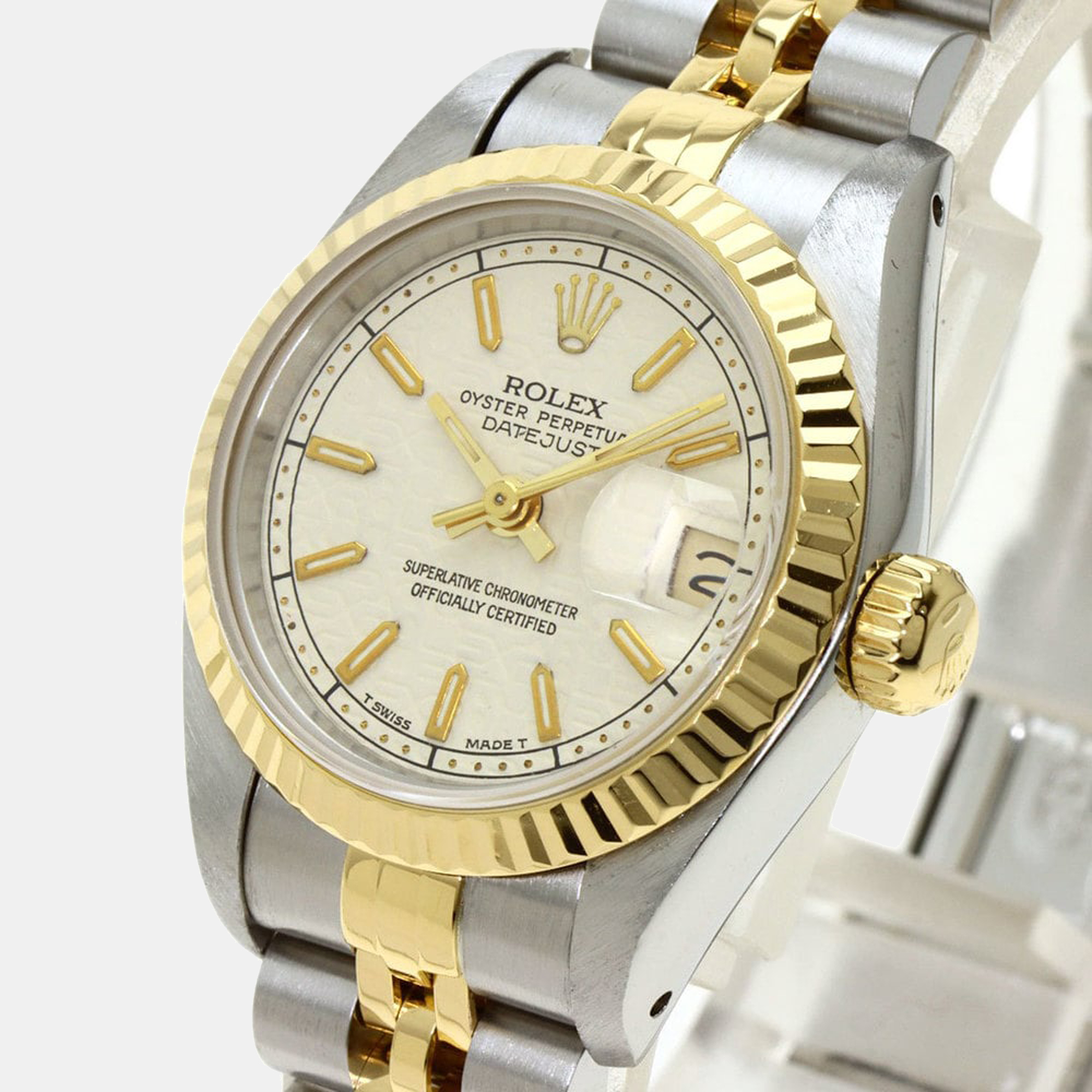 Rolex Silver 18K Yellow Gold And Stainless Steel Datejust 69173 Women's Wristwatch 26 Mm