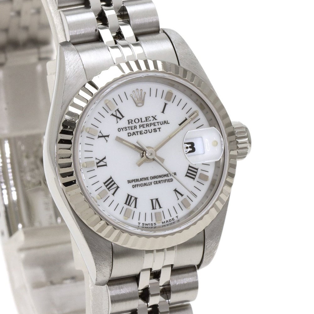 Rolex White 18K White Gold And Stainless Steel Datejust 69174 Women's Wristwatch 26 Mm