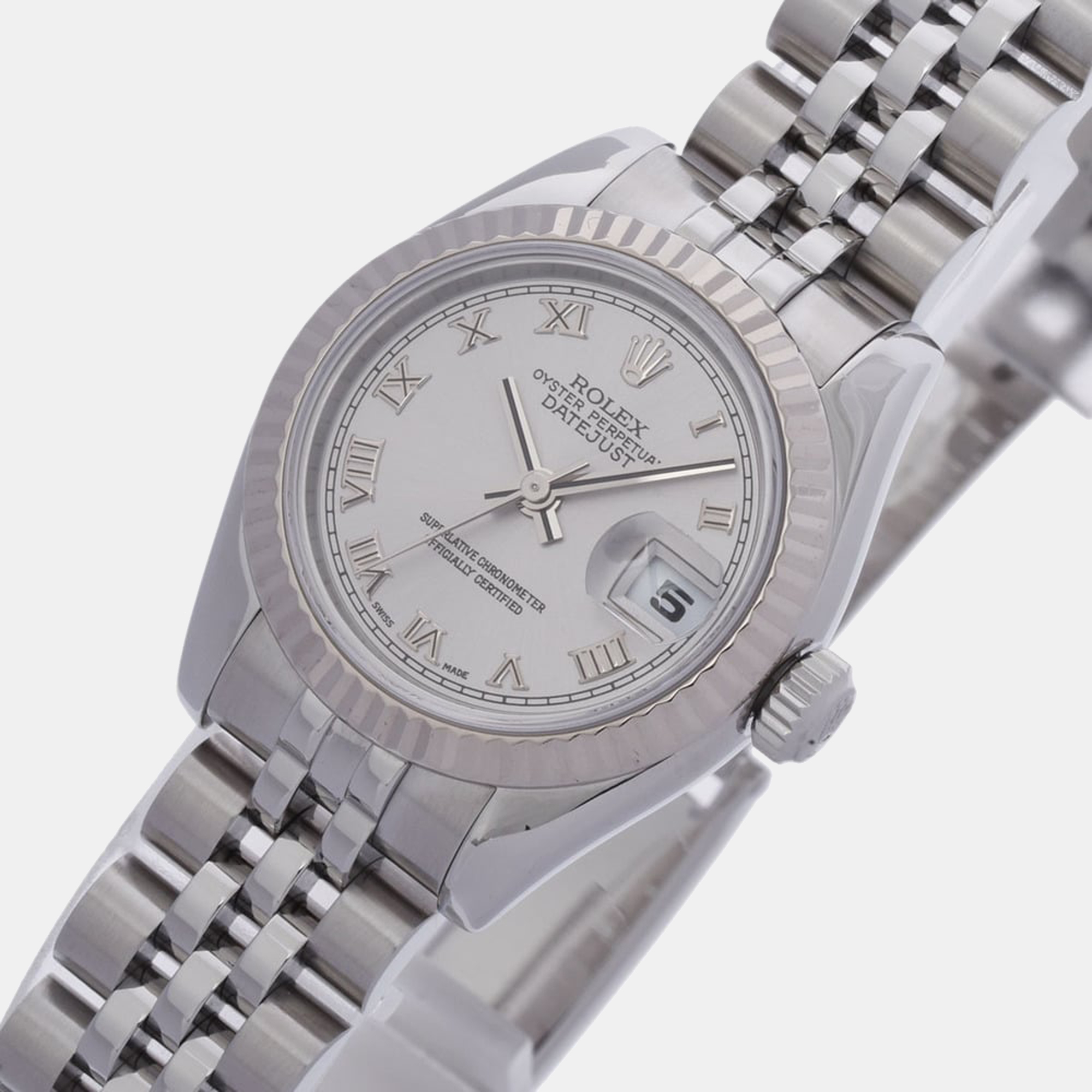 Rolex Silver 18K White Gold And Stainless Steel Datejust 179174 Women's Wristwatch 26 mm
Rolex Silver 18K White Gold And Stainless Steel Datejust 179174 Women's Wristwatch 26 mm