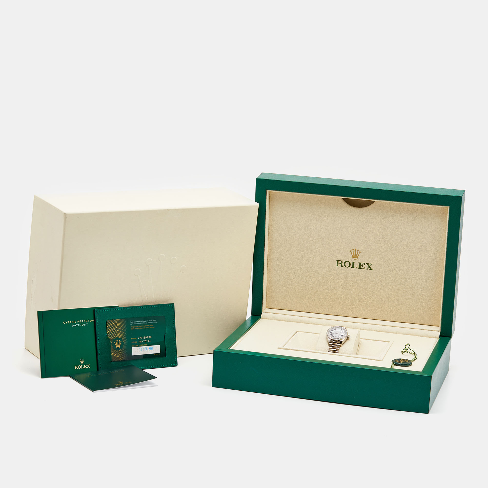 Rolex Diamond Pave 18K White Gold Datejust President M279139RBR-0014 Women's Wristwatch 28