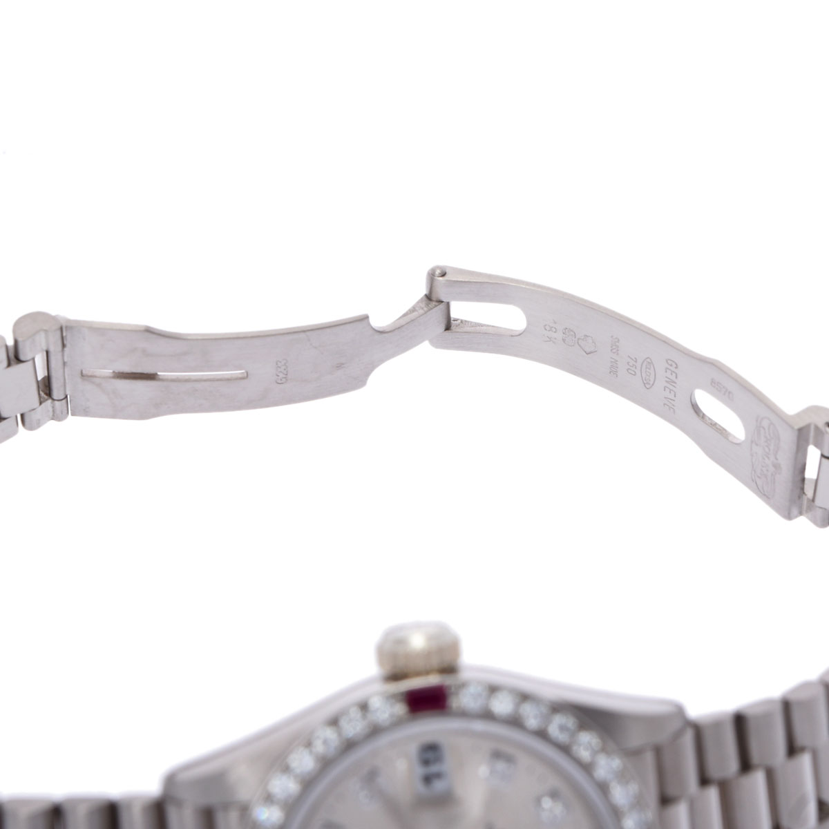Rolex Silver Diamonds 18K White Gold Datejust 69069G Women's Wristwatch 26 Mm