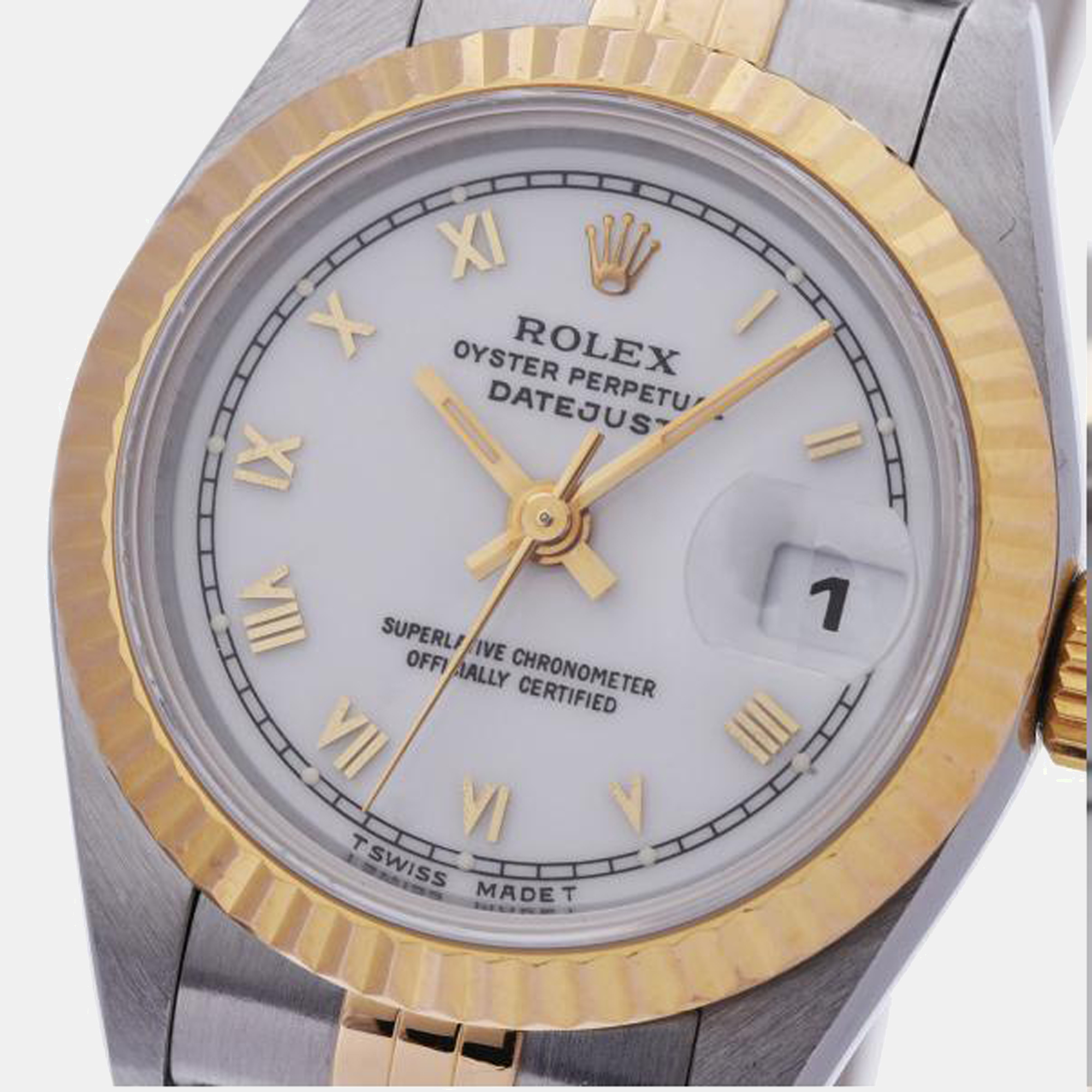 Rolex White 18K Yellow Gold And Stainless Steel Datejust 69173 Women's Wristwatch 26 mm
Rolex White 18K Yellow Gold And Stainless Steel Datejust 69173 Women's Wristwatch 26 mm