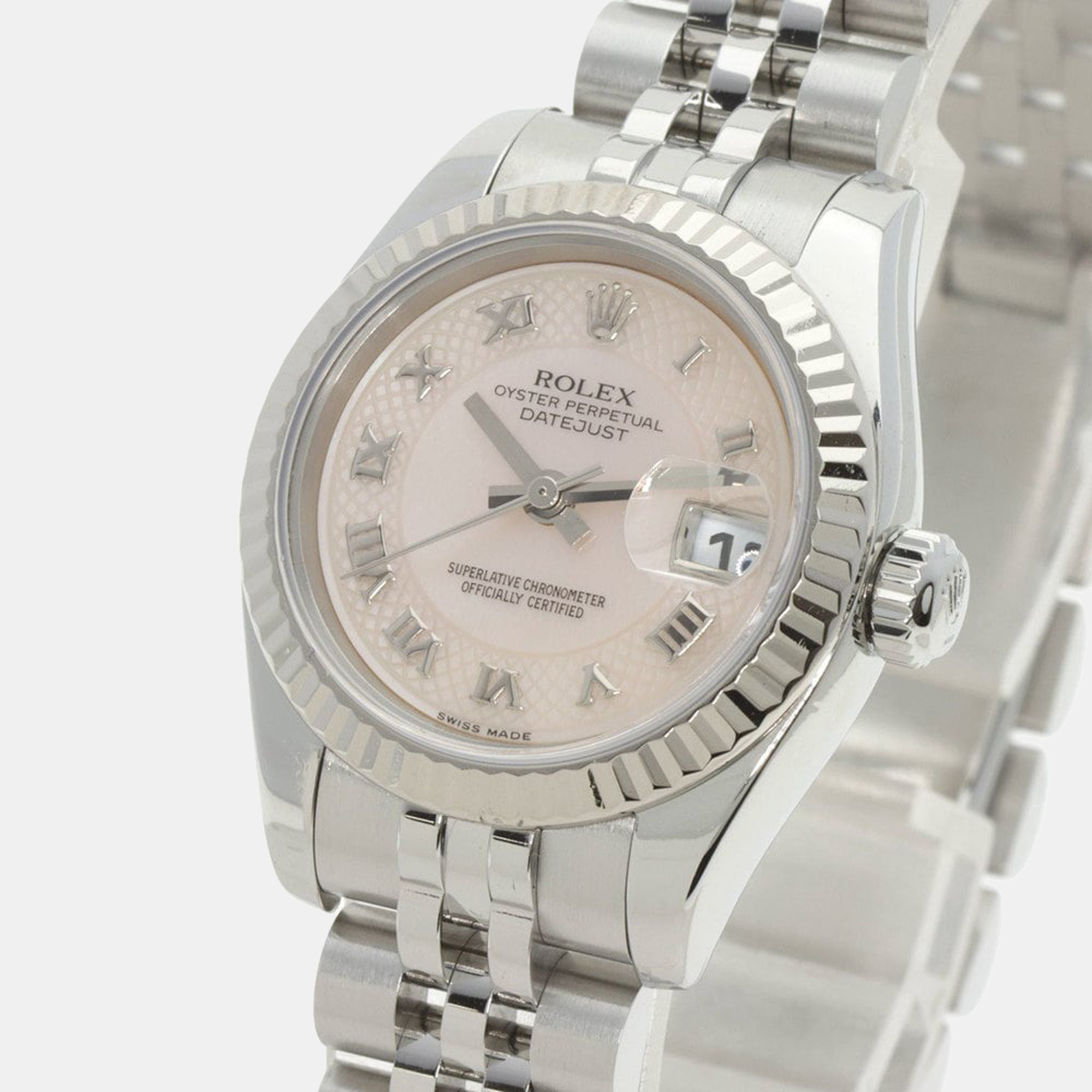Rolex MOP 18K White Gold And Stainless Steel Datejust 179174NRD Women's Wristwatch 26 Mm
