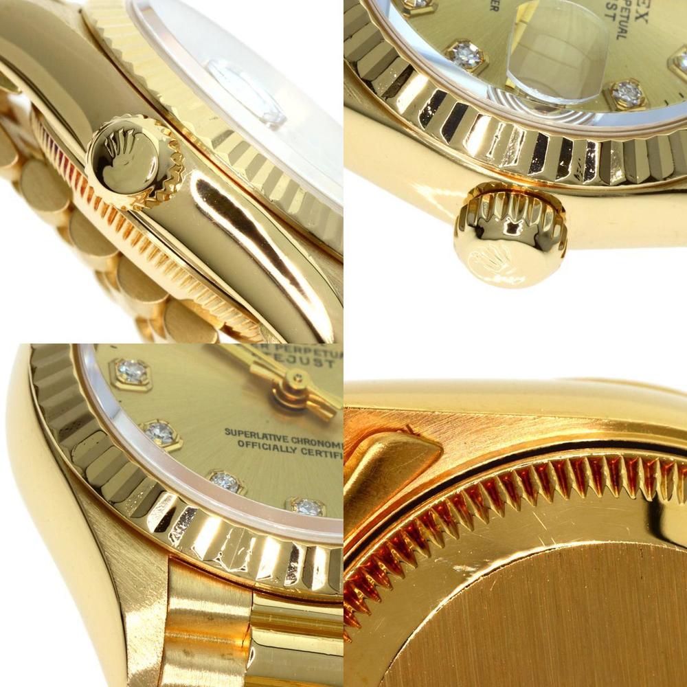 Rolex Champagne Diamonds 18K Yellow Gold Datejust 69178 Women's Wristwatch 26 Mm
