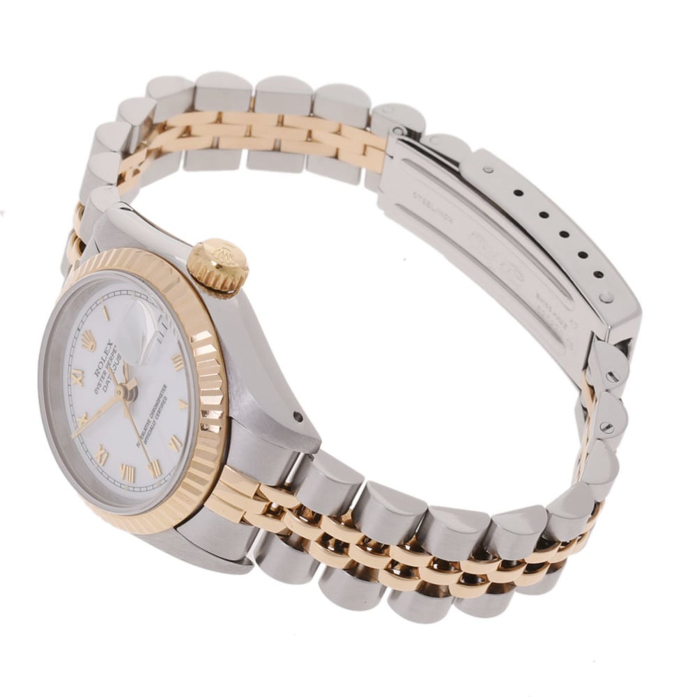 Rolex White 18K Yellow Gold And Stainless Steel Datejust 69173 Women's Wristwatch 26 Mm