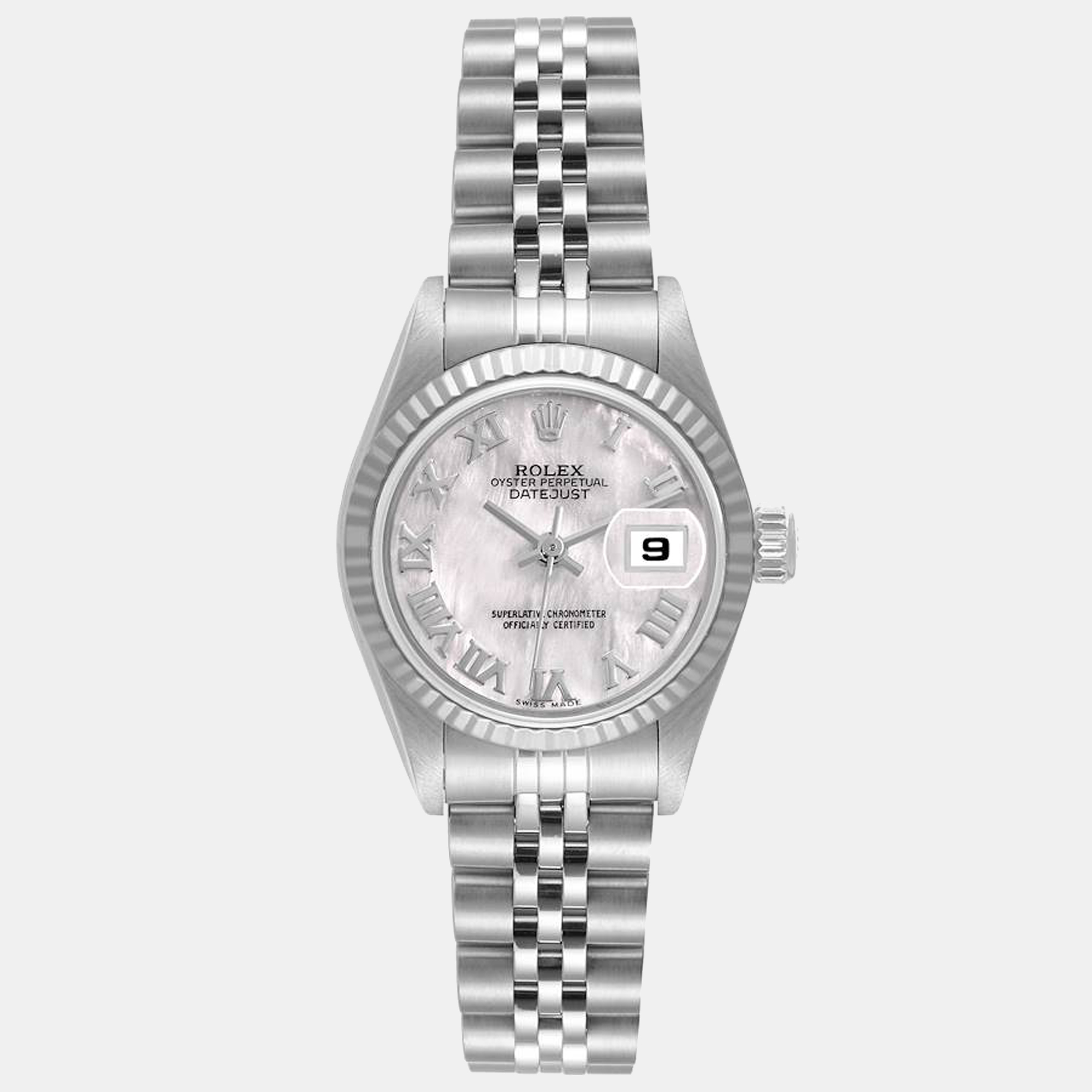 Rolex Datejust Steel White Gold Mother Of Pearl Dial Ladies Watch 69174