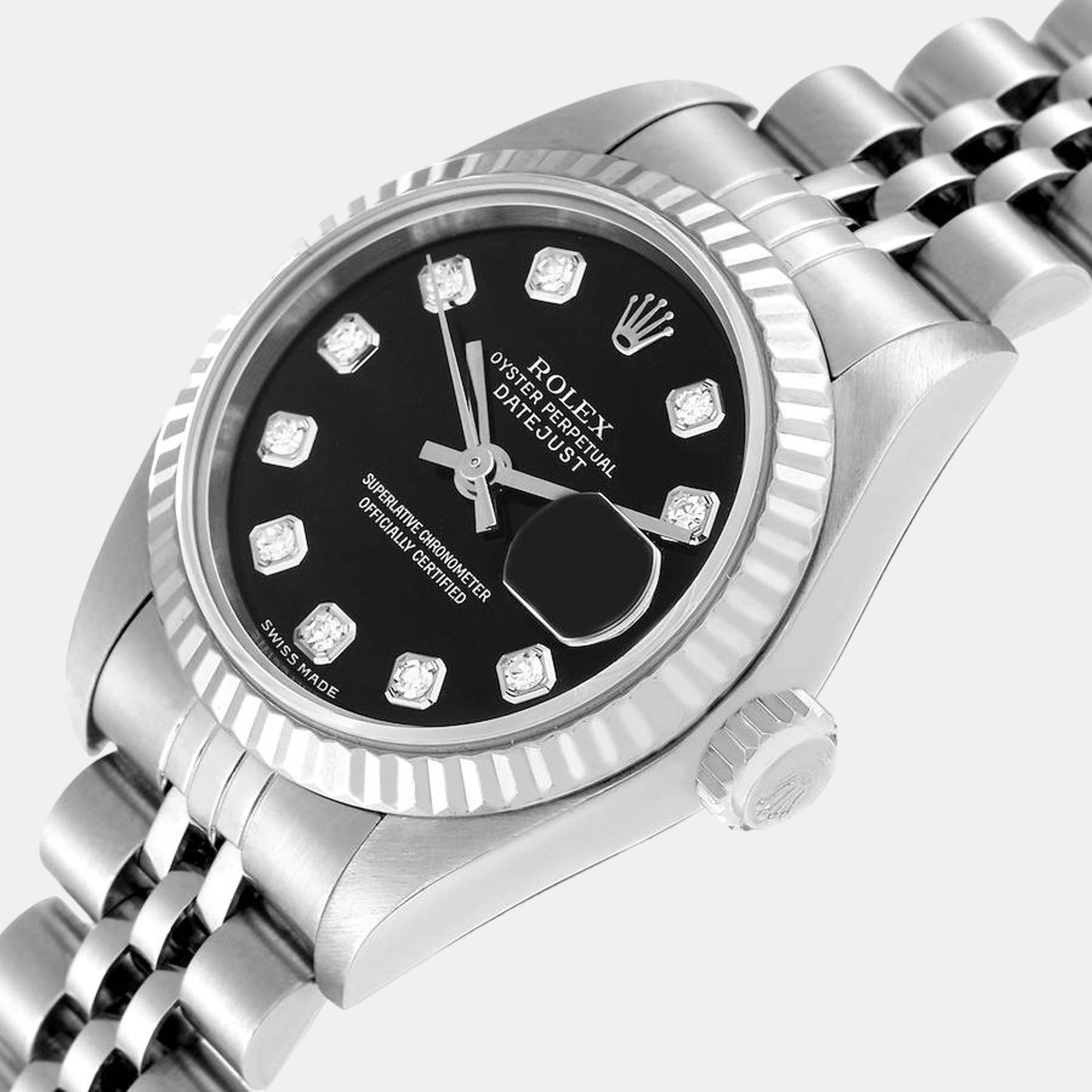 Rolex Datejust White Gold Diamond Dial Steel Ladies Watch 79174, Black
Rolex Datejust White Gold Diamond Dial Steel Ladies Watch 79174, Black