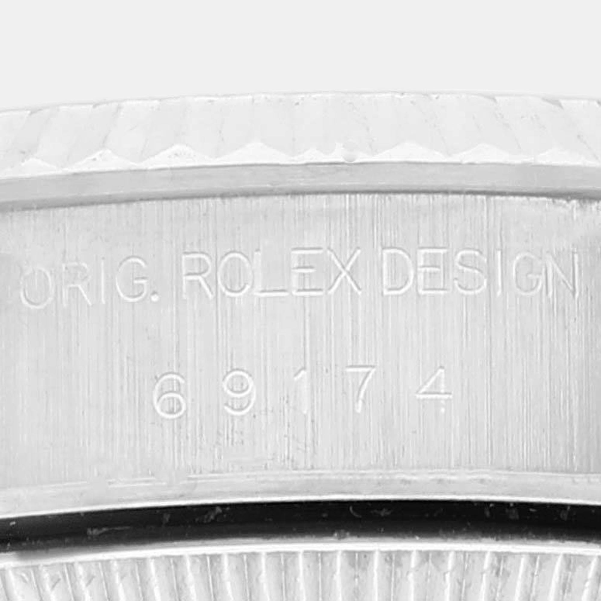Rolex Datejust Steel White Gold Salmon Dial Ladies Watch 69174