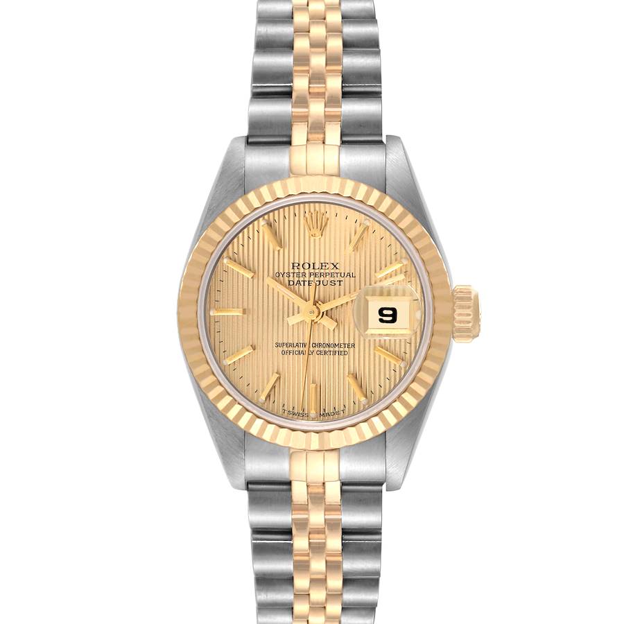 Rolex Datejust Steel Yellow Gold Champagne Tapestry Dial Watch 69173
