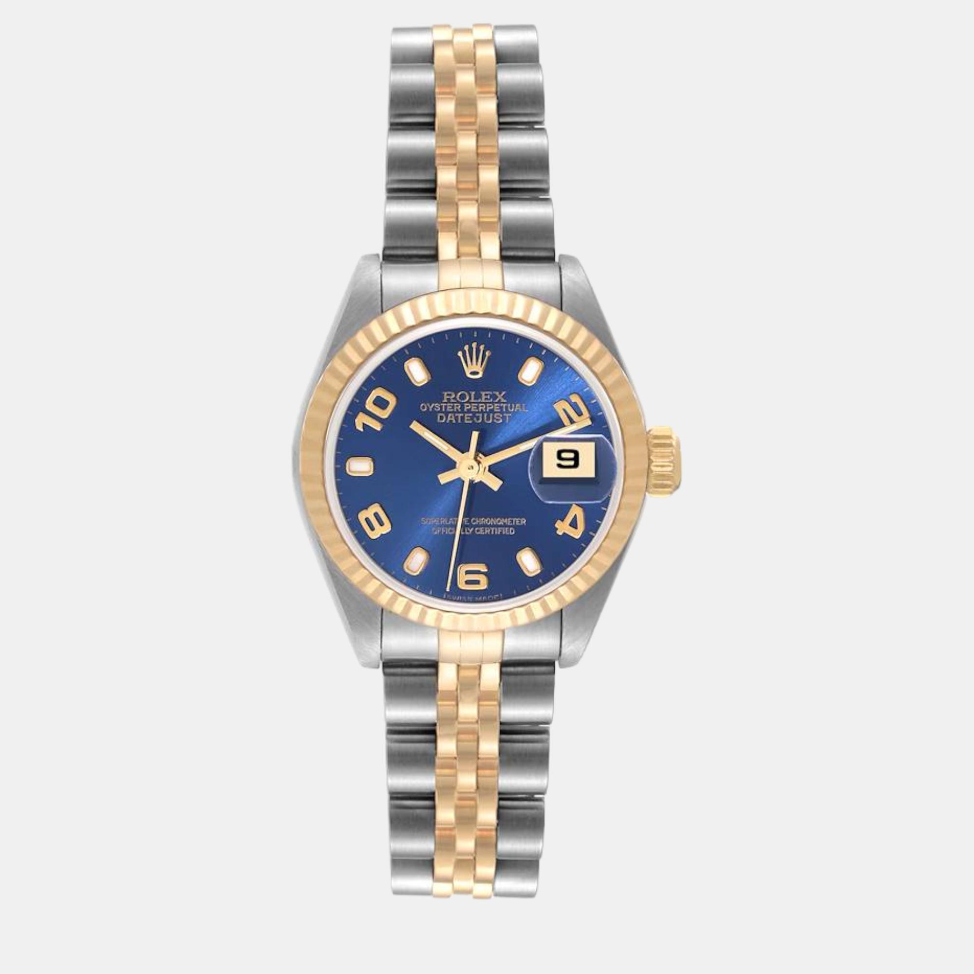 Rolex Datejust Steel Yellow Gold Blue Dial Ladies Watch 79173
