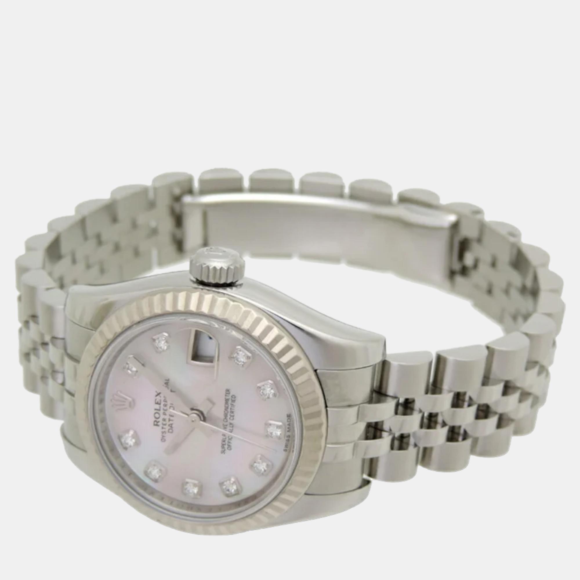 Rolex Silver Diamond Stainless Steel Datejust 179174NG Automatic Women's Wristwatch 26 mm
Rolex Silver Diamond Stainless Steel Datejust 179174NG Automatic Women's Wristwatch 26 mm