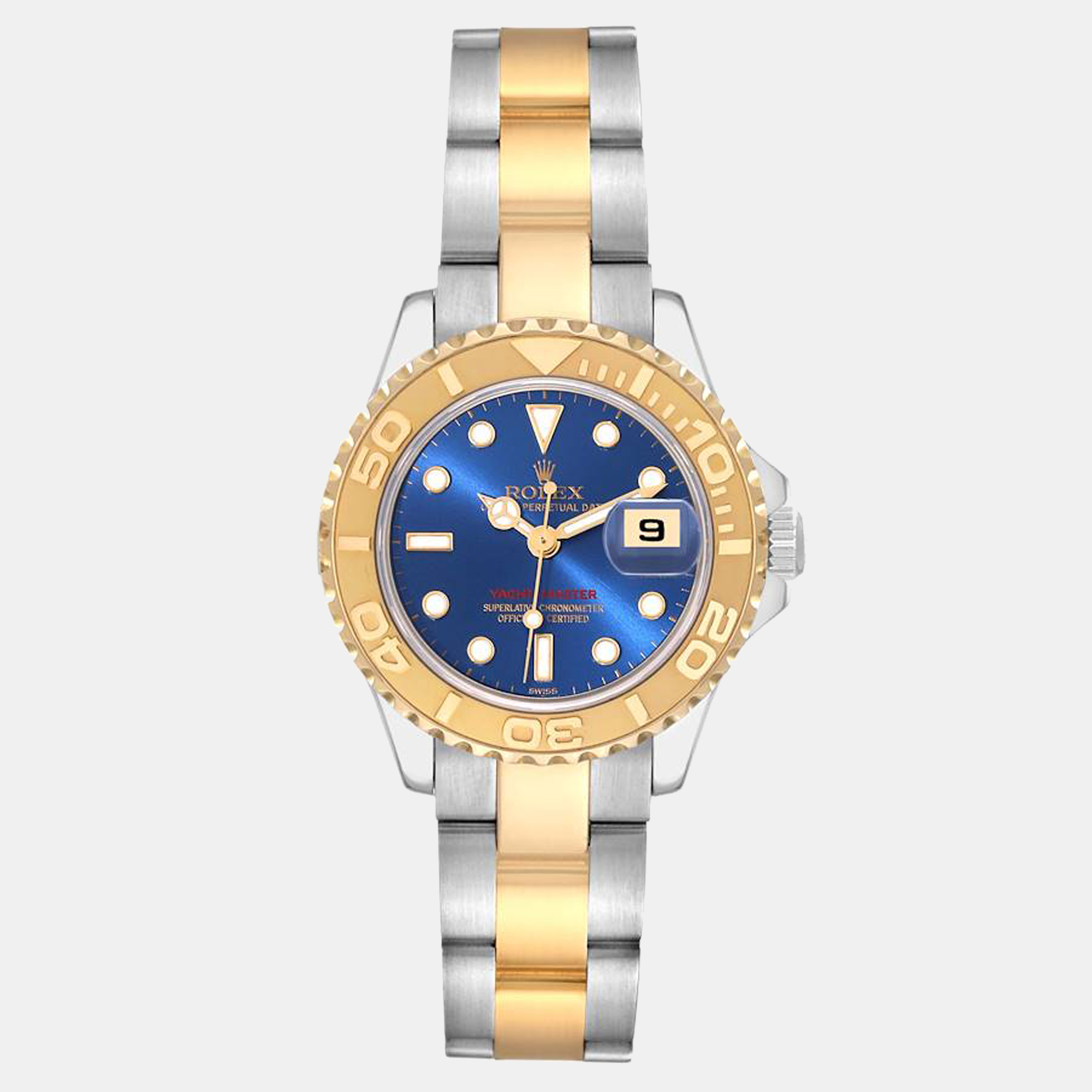 Rolex Yachtmaster Steel Yellow Gold Blue Dial Ladies Watch 169623 29 Mm